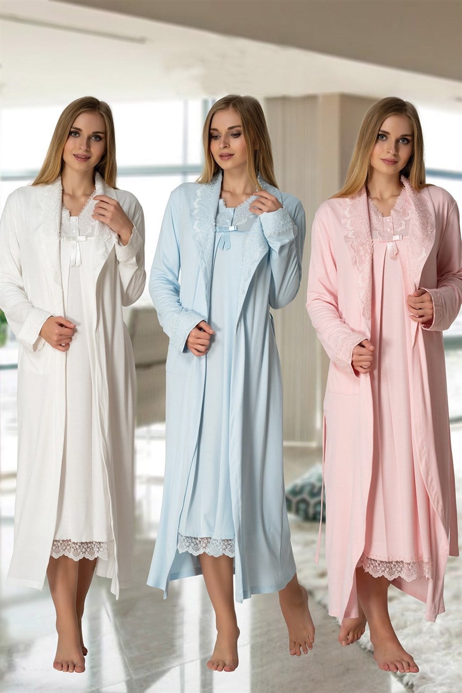 Effortt 4035 Pembe Sabahlıklı Lohusa Gecelik Takım