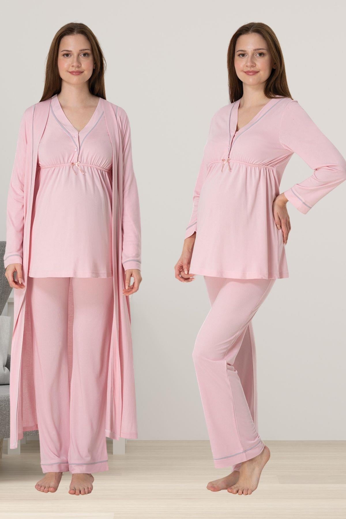 Effortt 4054 Pembe Sabahlıklı Hamile Lohusa Pijama Takımı