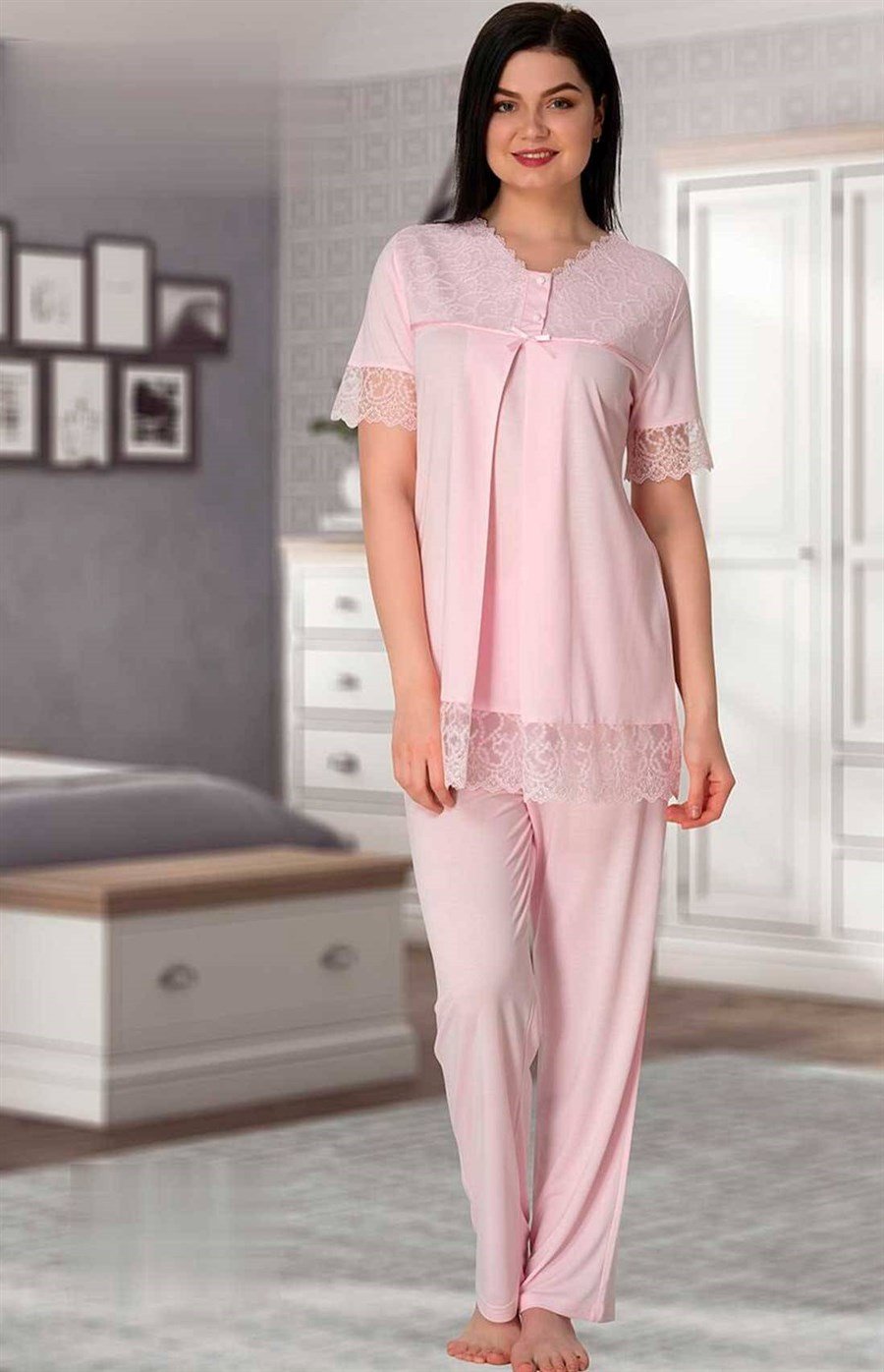 Effortt 5042 Pembe Lohusa Pijama Takımı