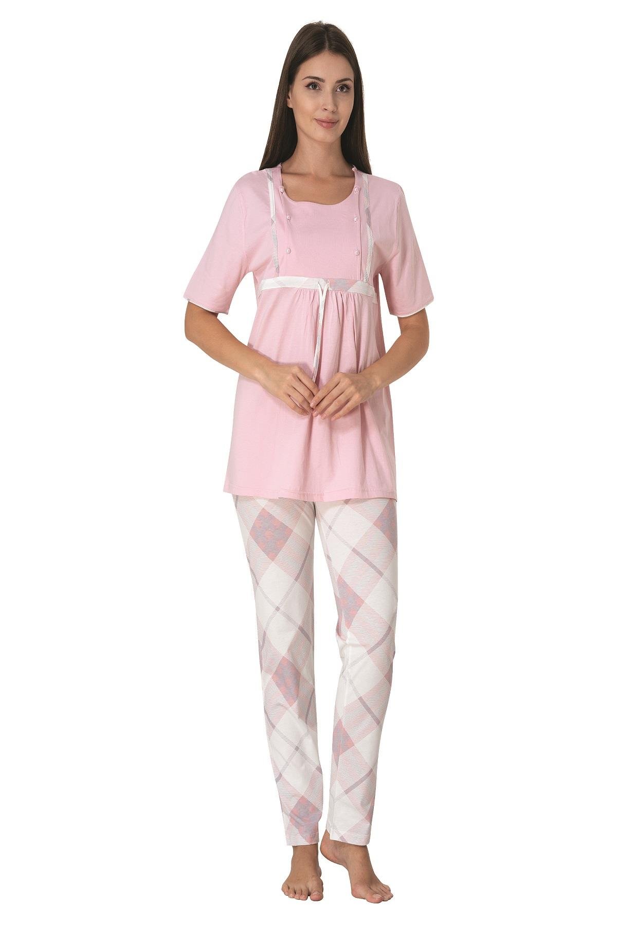 Effortt 6022 Pudra Hamile Lohusa Pijama Takımı