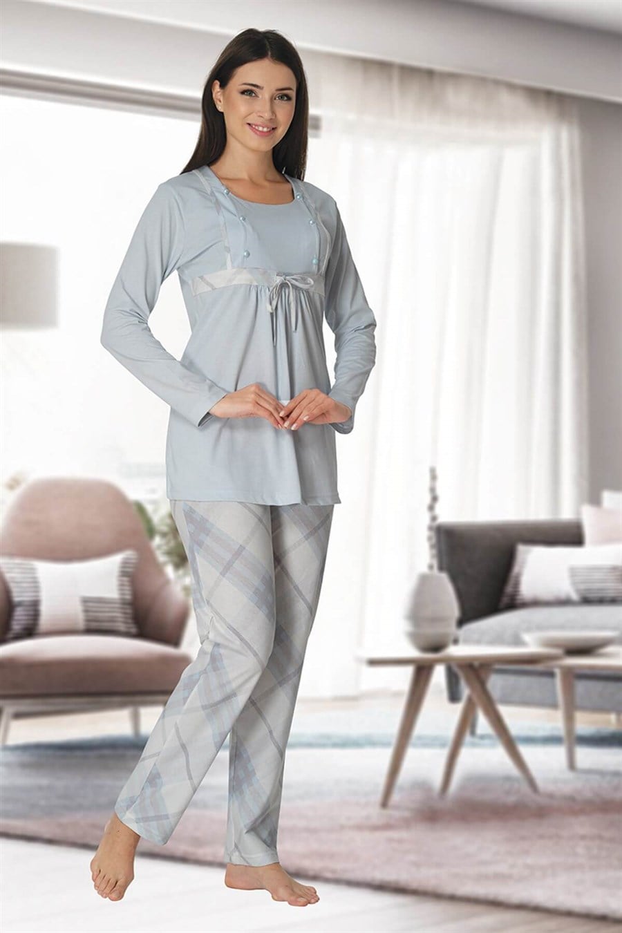 Effortt 8082 Mavi Lohusa Pijama Takımı
