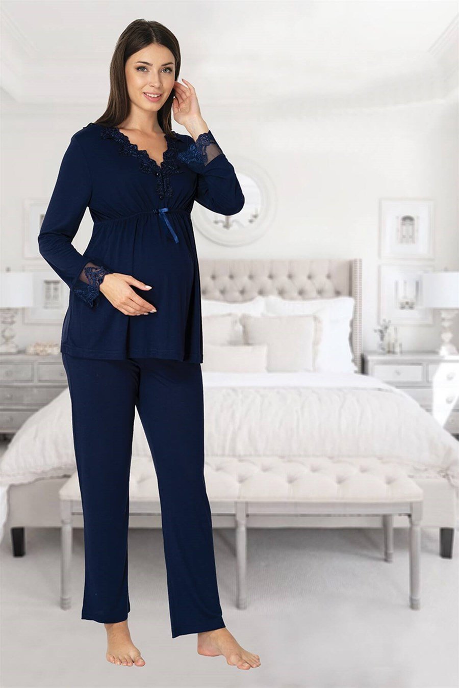 Effortt 8092 Lacivert Lohusa Pijama Takımı