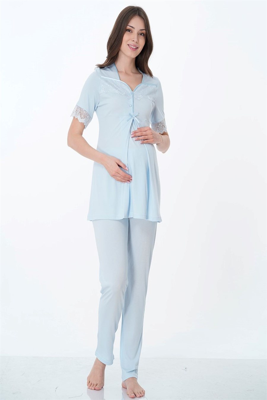 Effortt 9012 Mavi Hamile Lohusa Pijama Takımı