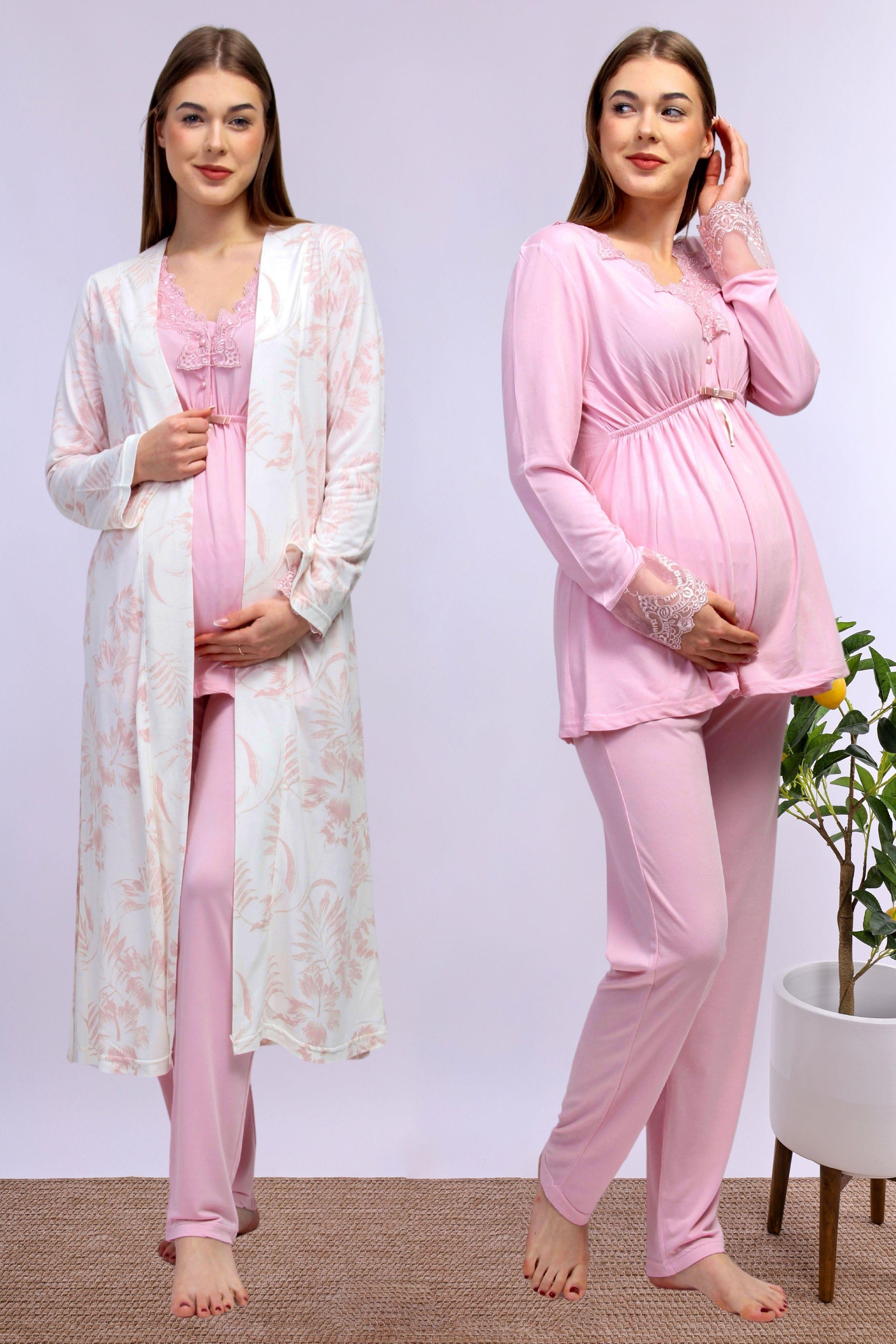 Effortt Pembe Sabahlıklı Lohusa Pijama Takımı BYL280942