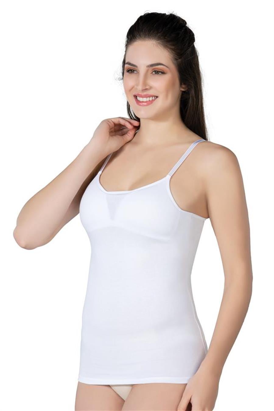 Emay 1412 Beyaz Modal Cotton Kaplı Atlet