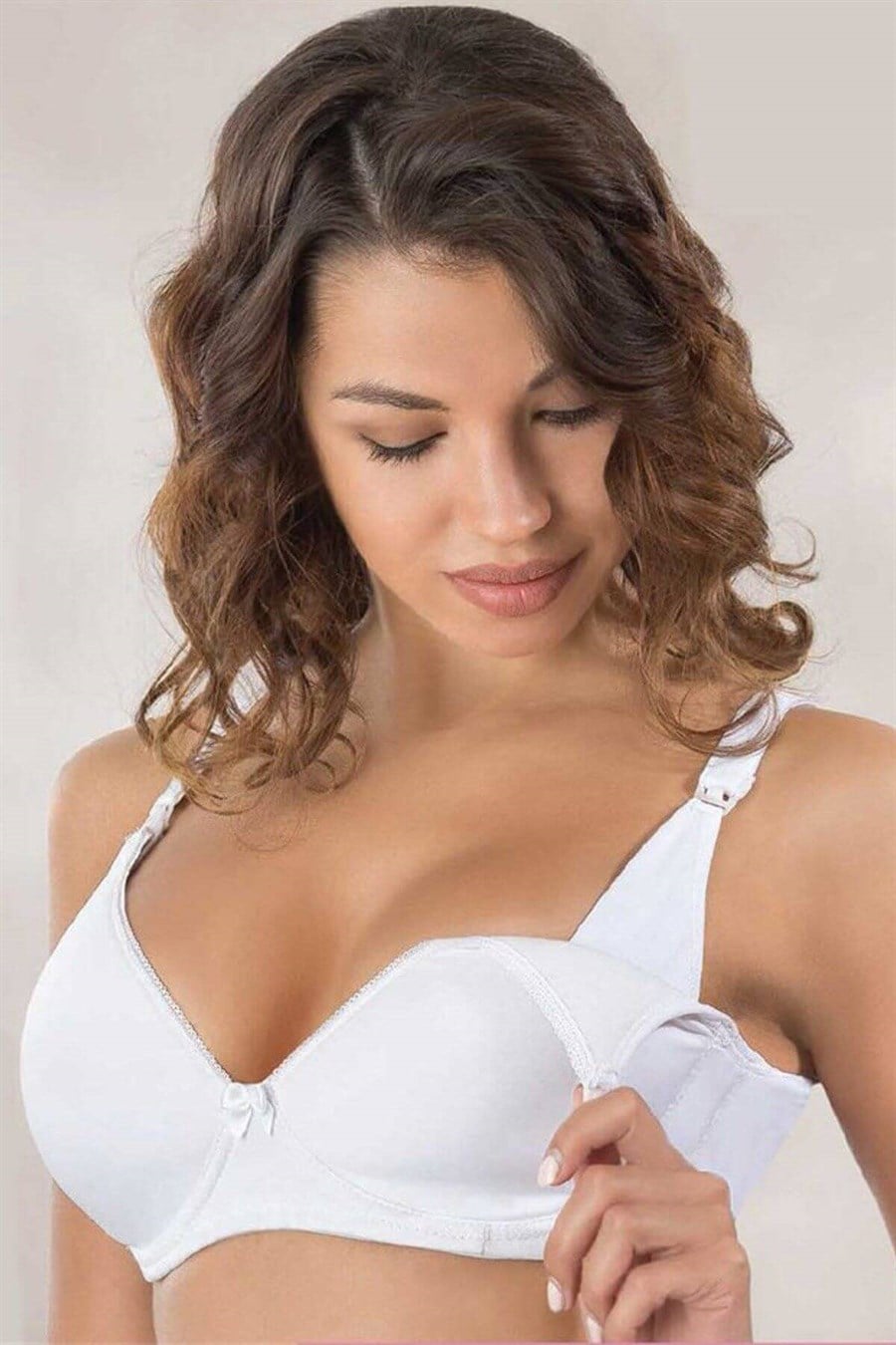 Emay 166 Beyaz Balenli Push-Up Emzirme Sütyen