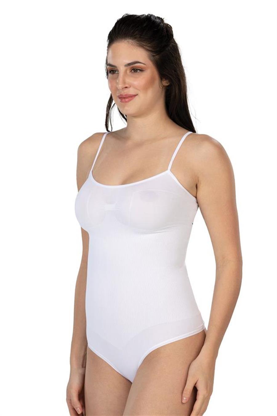 Emay 1927 Beyaz İp Askılı Ripli String Body