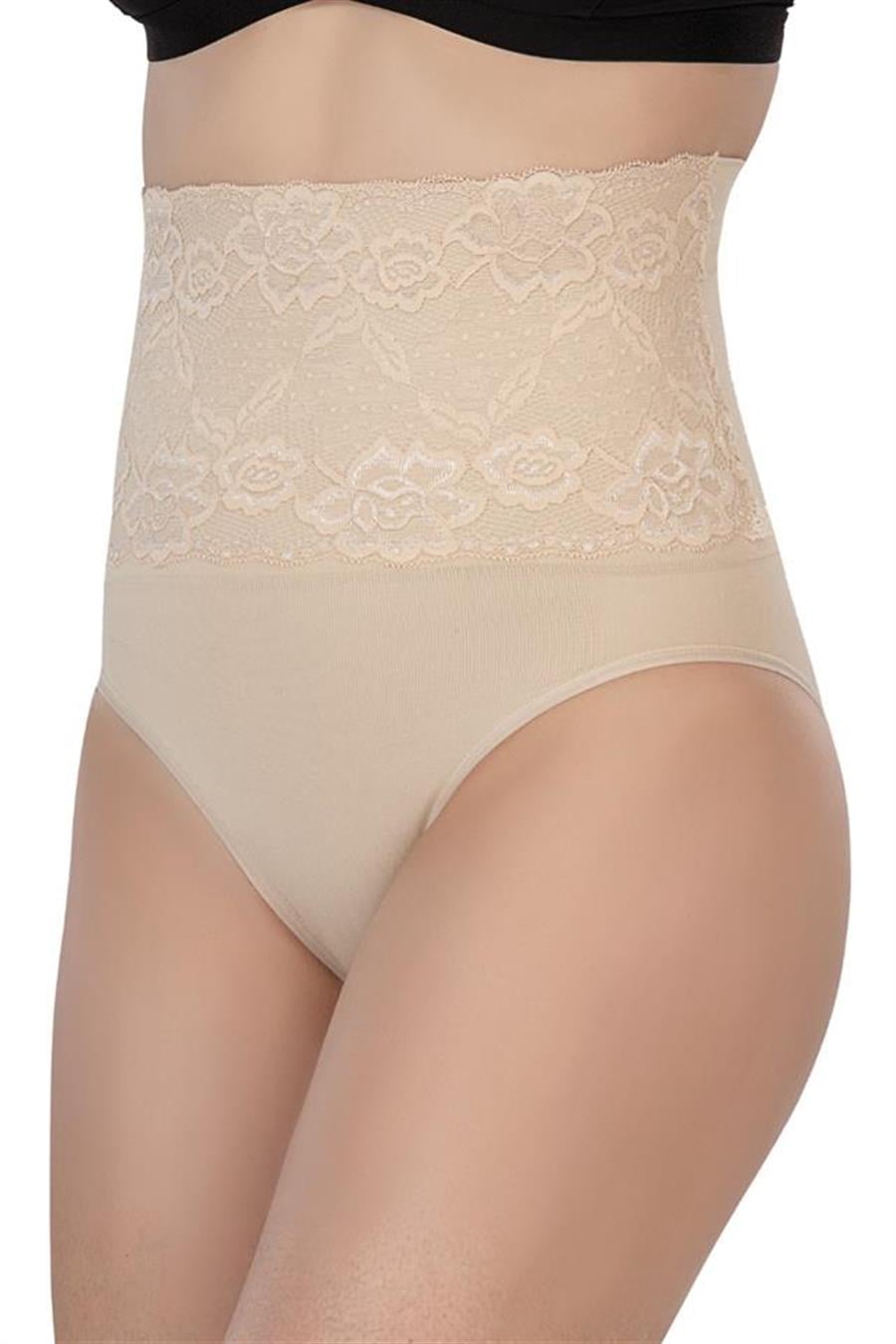 Emay 2090 Ten Önü Dantelli Yüksel Bel Slip Korse