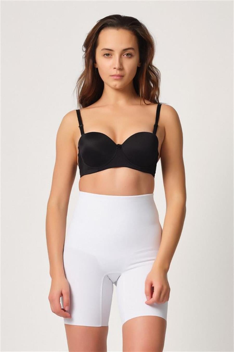 Emay 2816 Beyaz Yüksek Bel Boxer Lazer Korse