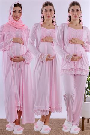 2T30462 Pembe Tesettürlü Hamile Lohusa Set