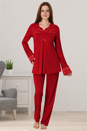 Effortt 4082 Vişne Hamile Lohusa Pijama Takımı