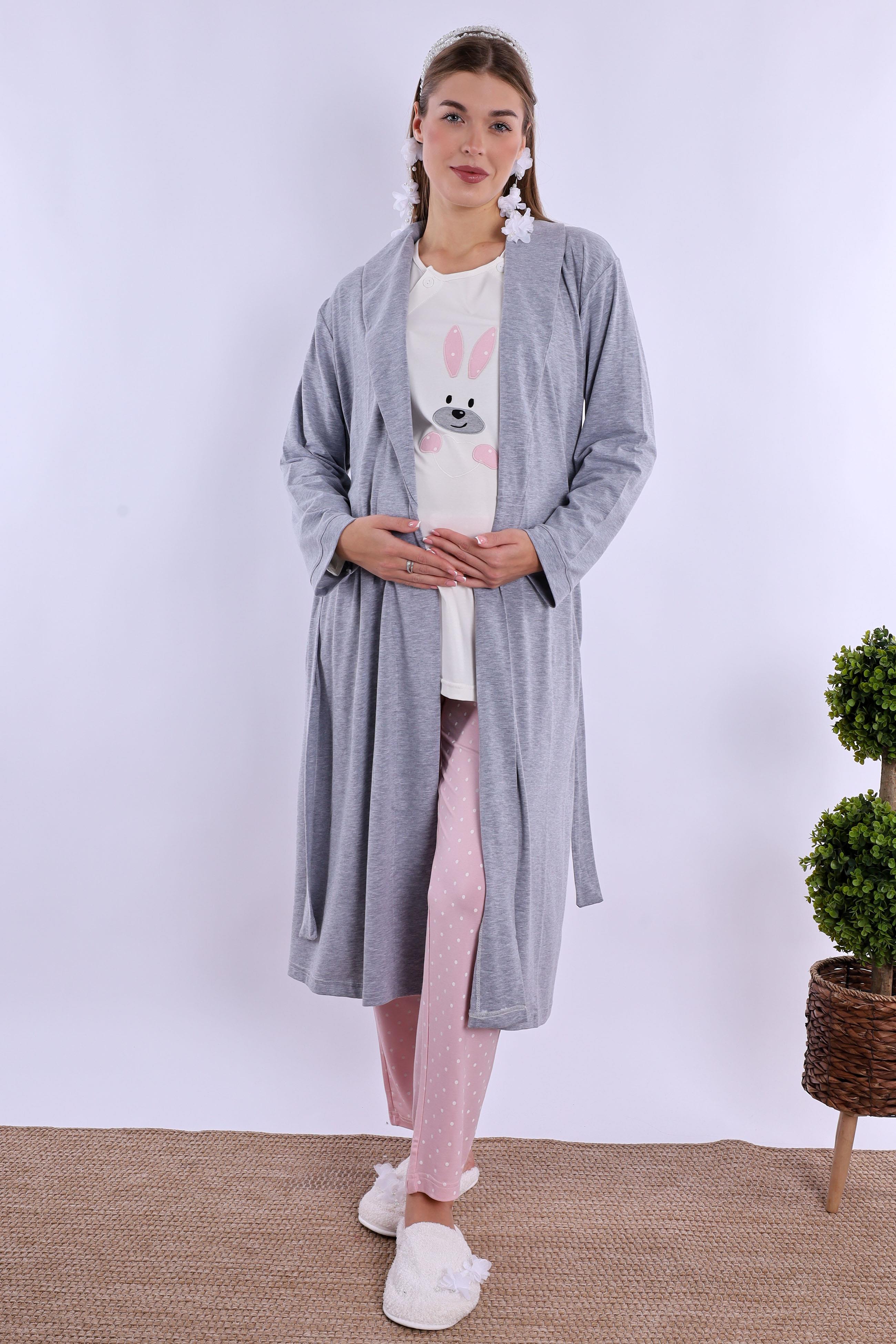 230982 Pembe Sabahlıklı Hamile Lohusa Pijama Takımı
