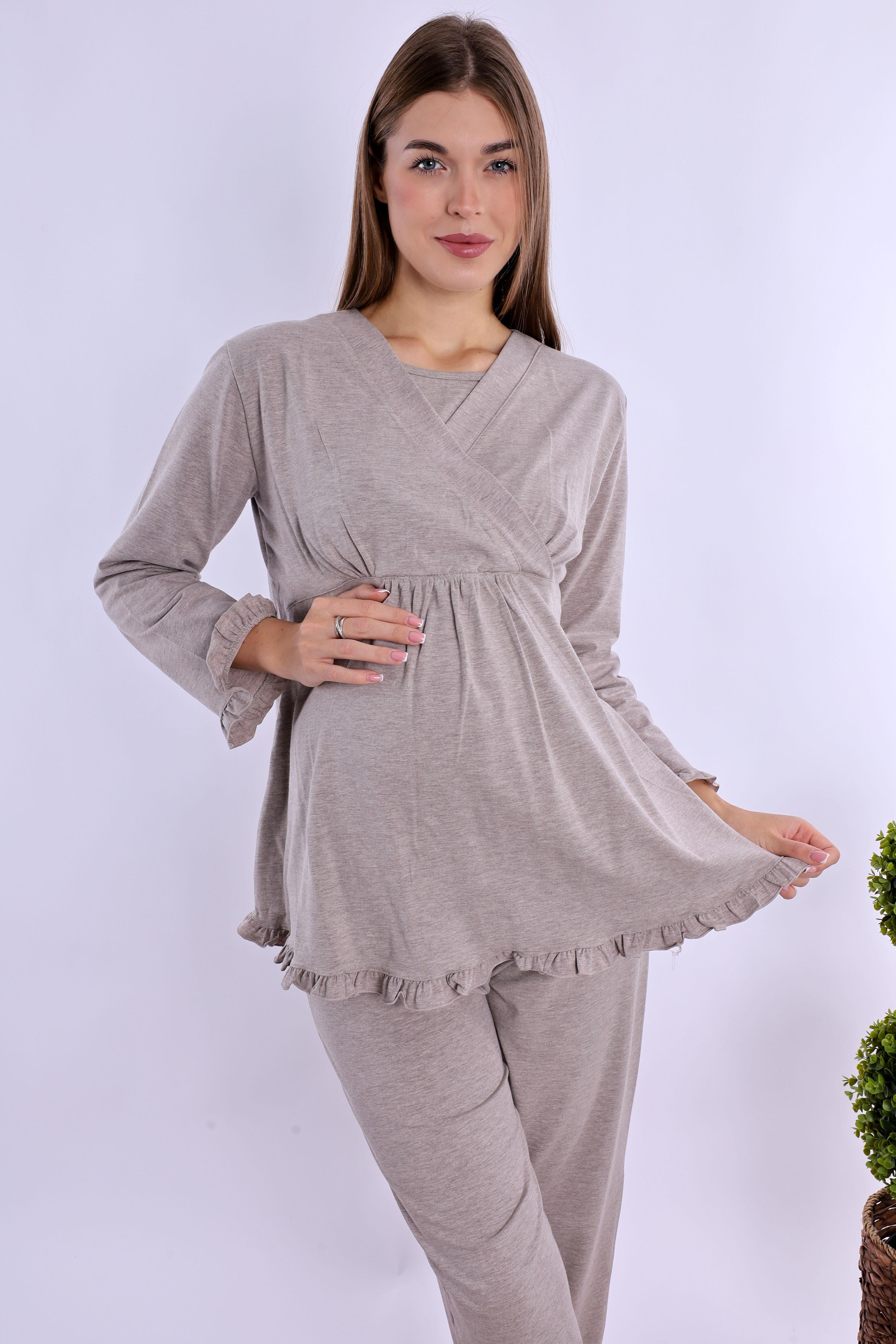 240422 Bej Hamile Lohusa Pijama Takımı