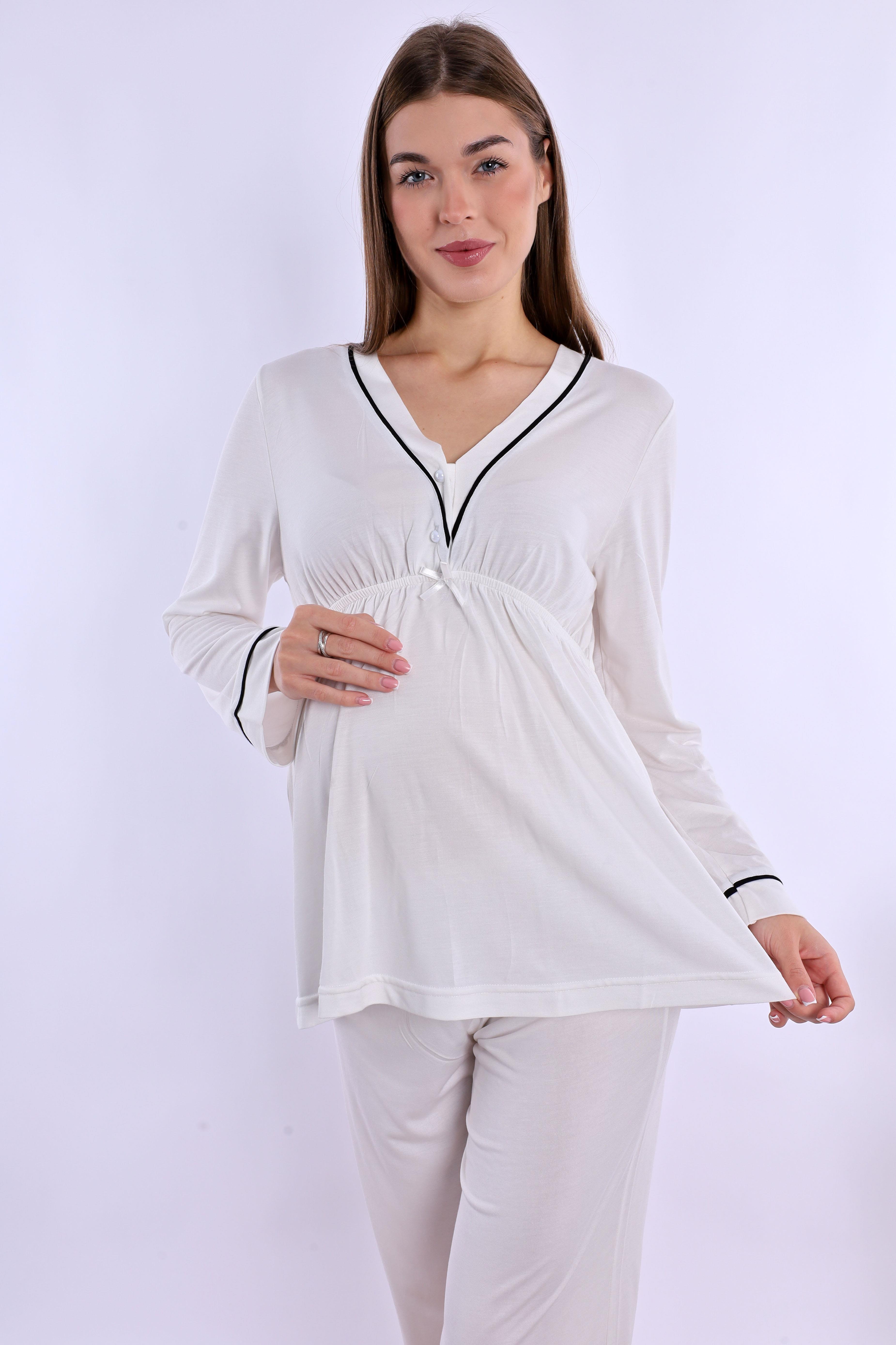 240522 Ekru Hamile Lohusa Pijama Takımı