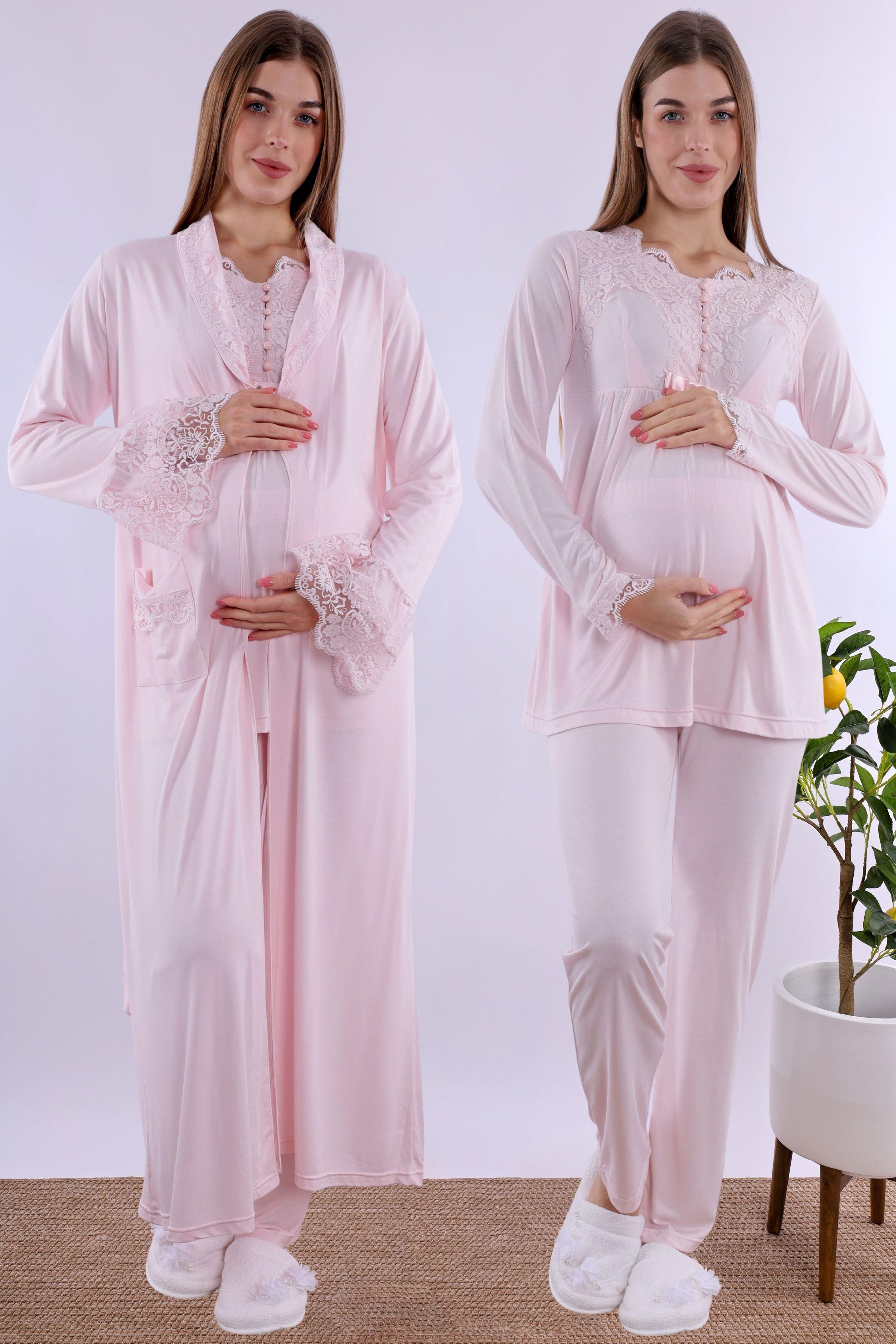 254162 Pembe Sabahlıklı Hamile Lohusa Pijama Takımı
