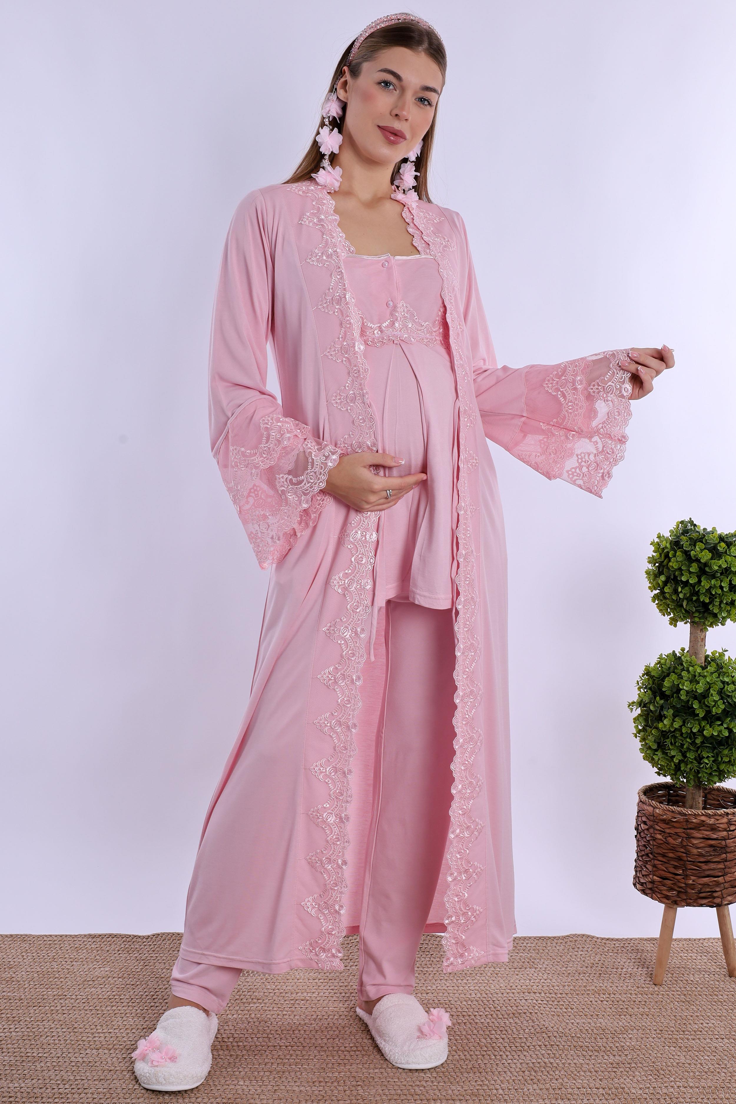 270142 Pembe Sabahlıklı Hamile Lohusa Pijama Takımı