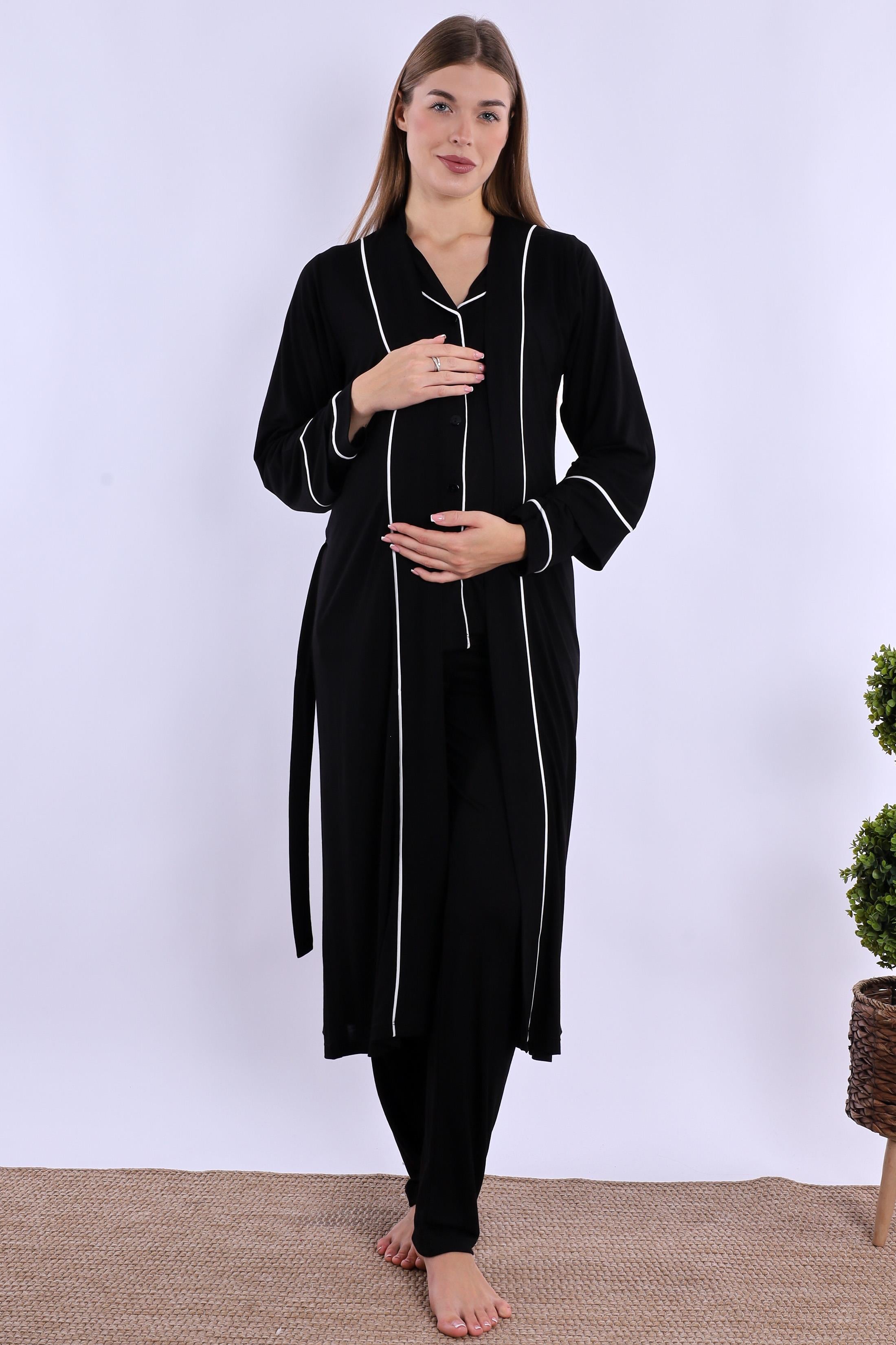 280682 Siyah Sabahlıklı Hamile Lohusa Pijama Takımı