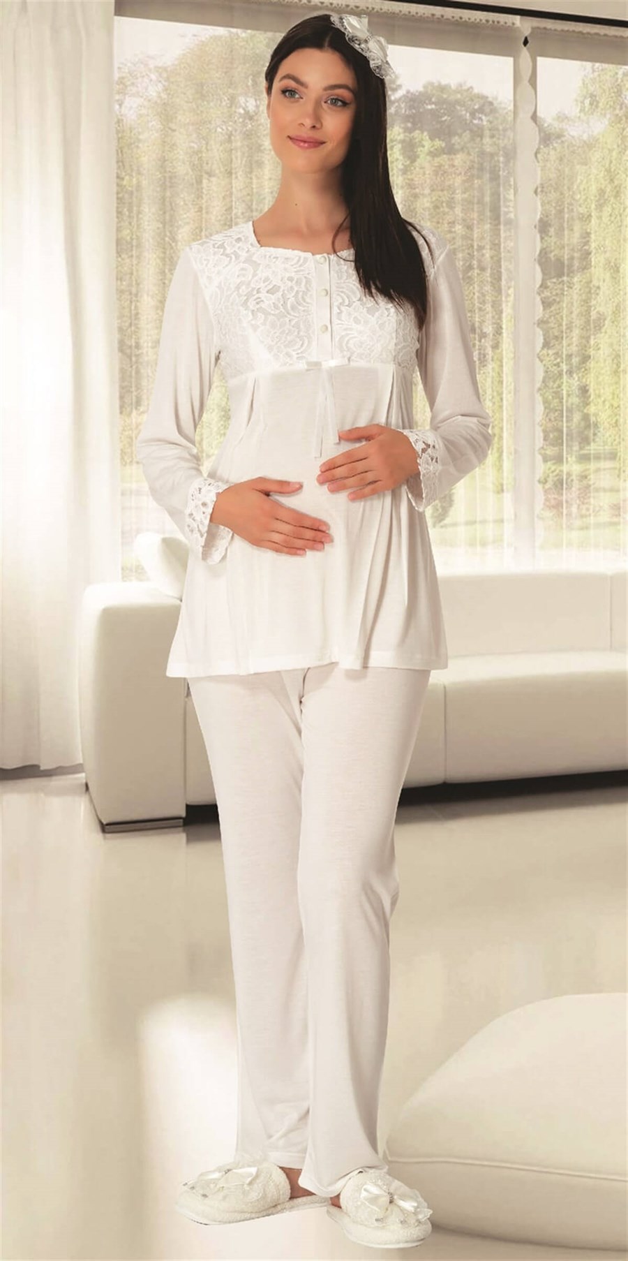 Carpediem 1503 Dantelli Lohusa Pijama Takımı