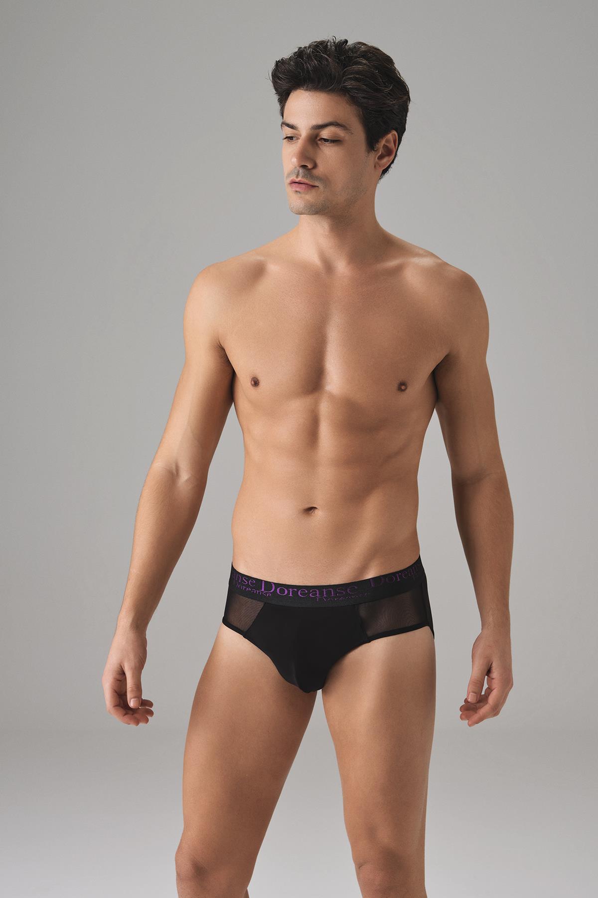 Doreanse 1201 Siyah Erkek Fantezi Transparan Detaylı Slip