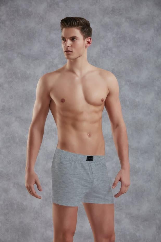 Doreanse 1511 Gri Melanj Erkek Pamuk Düğmeli Normal Paça Boxer
