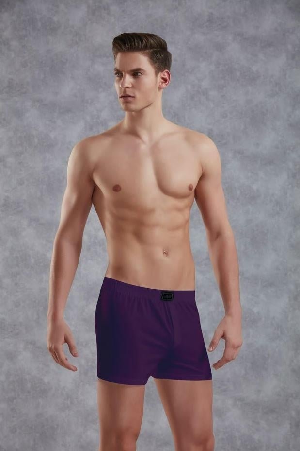 Doreanse 1511 Mor Erkek Pamuk Düğmeli Normal Paça Boxer