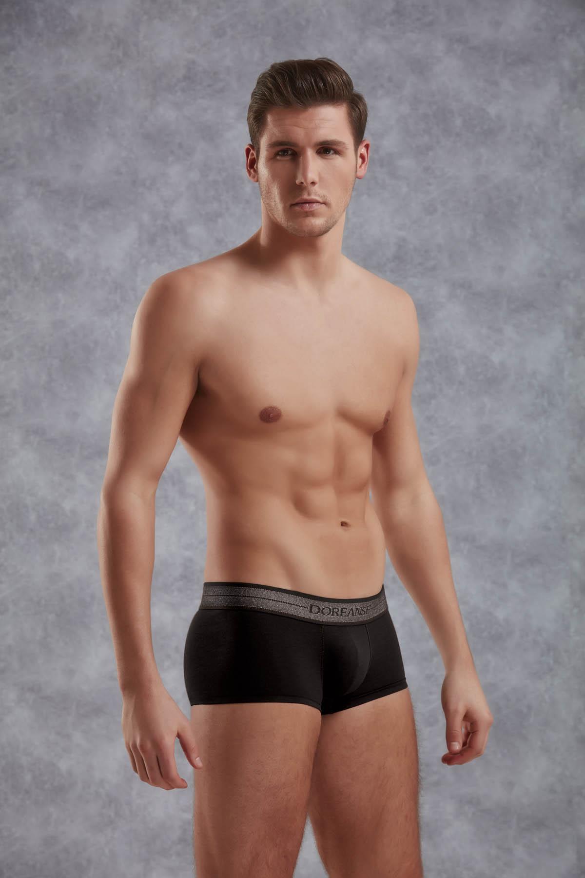 Doreanse 1774 Siyah Erkek Modal Torbalı Mini Paça Boxer