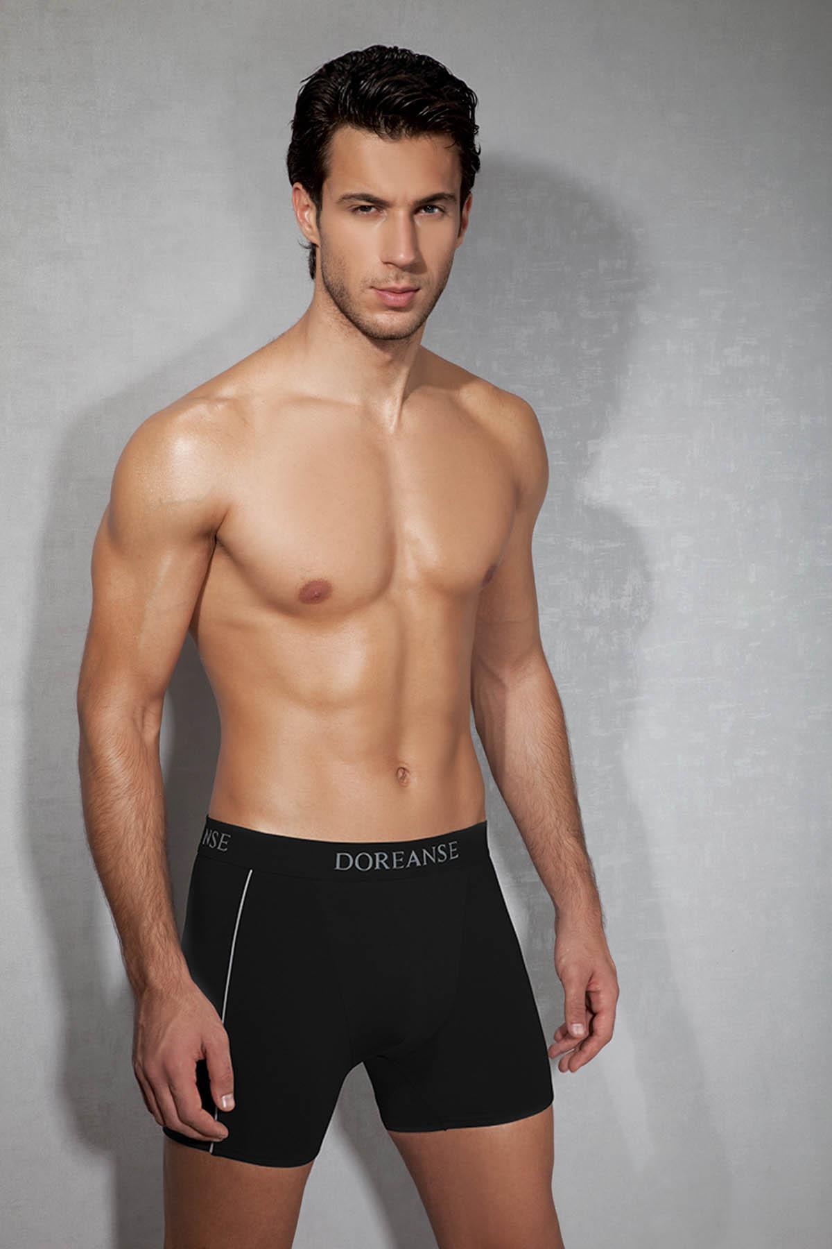 Doreanse 1780 Siyah Erkek Modal Çizgili Normal Paça Boxer