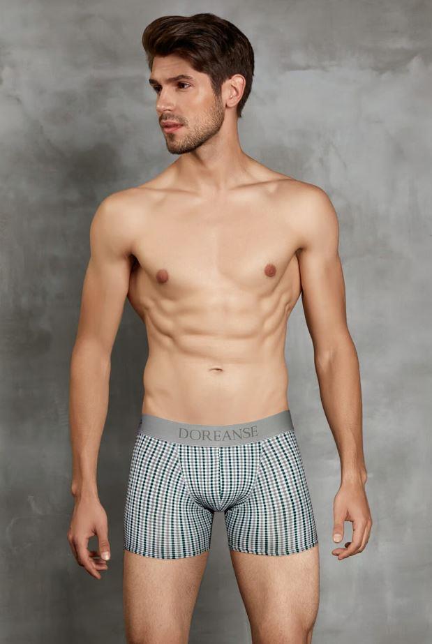 Doreanse 1864 Green Grey Check Erkek Modal Torbalı Normal Paça Boxer