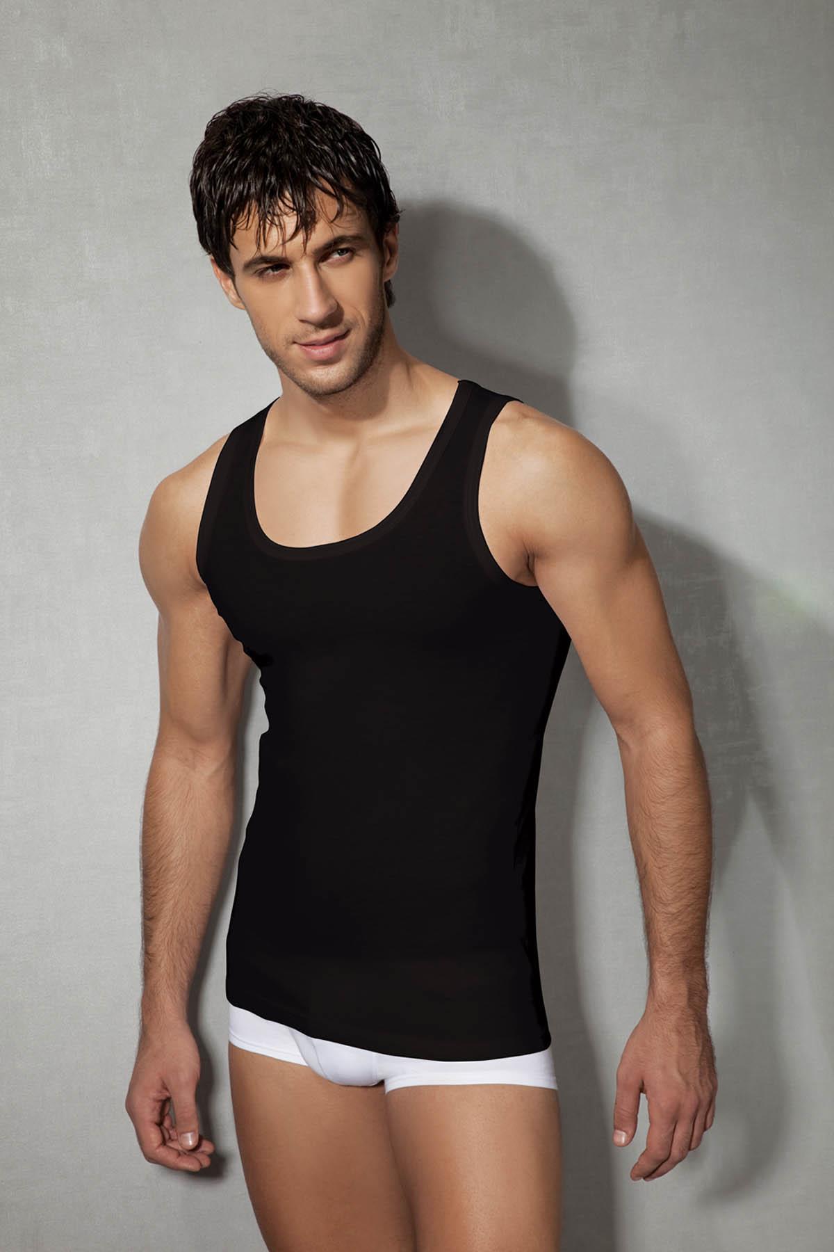 Doreanse 2005 Siyah Erkek Derin Yuvarlak Yaka Atlet