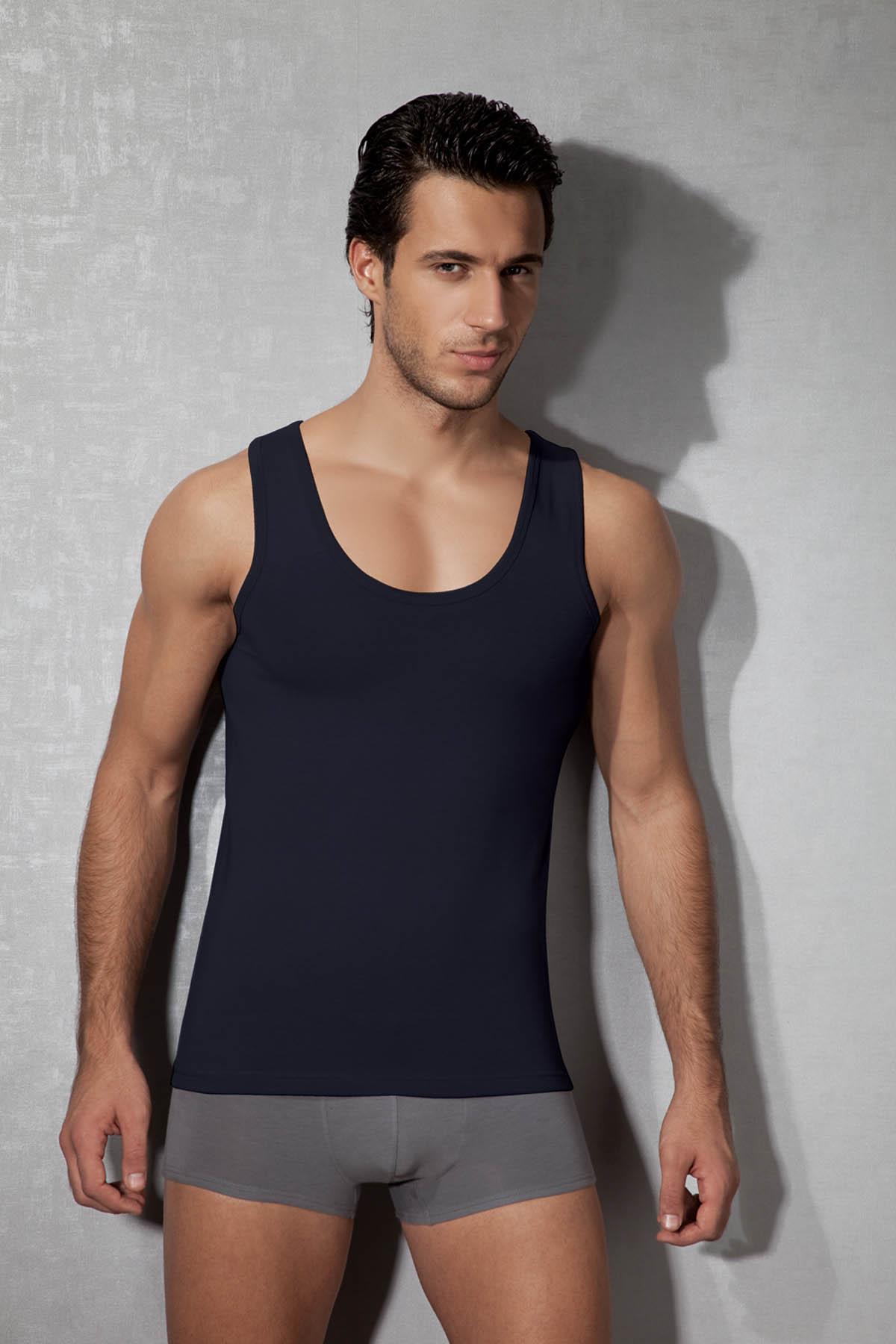 Doreanse 2011 Lacivert Erkek Modal Geniş Bisiklet Yaka Atlet