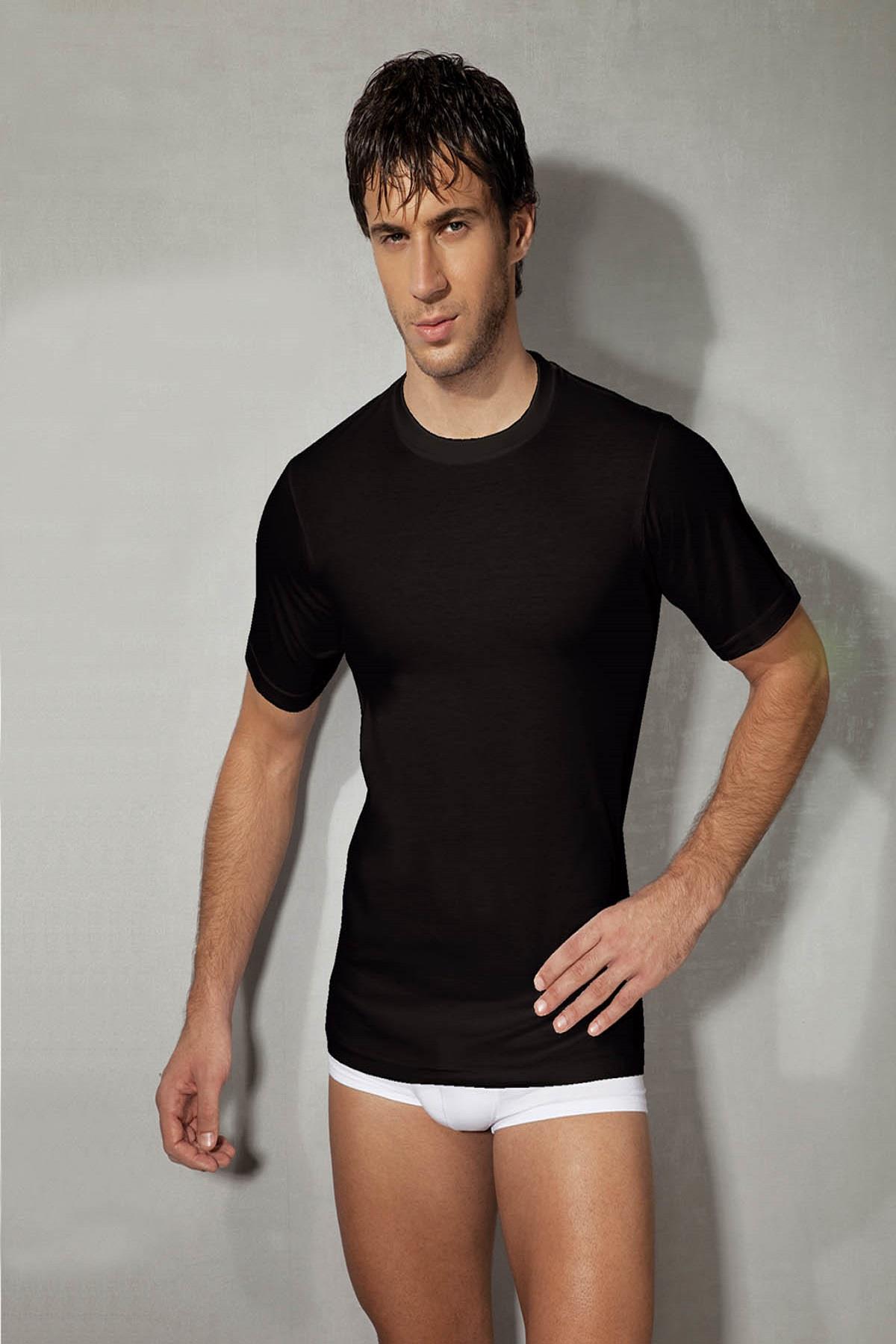 Doreanse 2505 Siyah Erkek Yuvarlak Yaka Kısa Kol Tişört