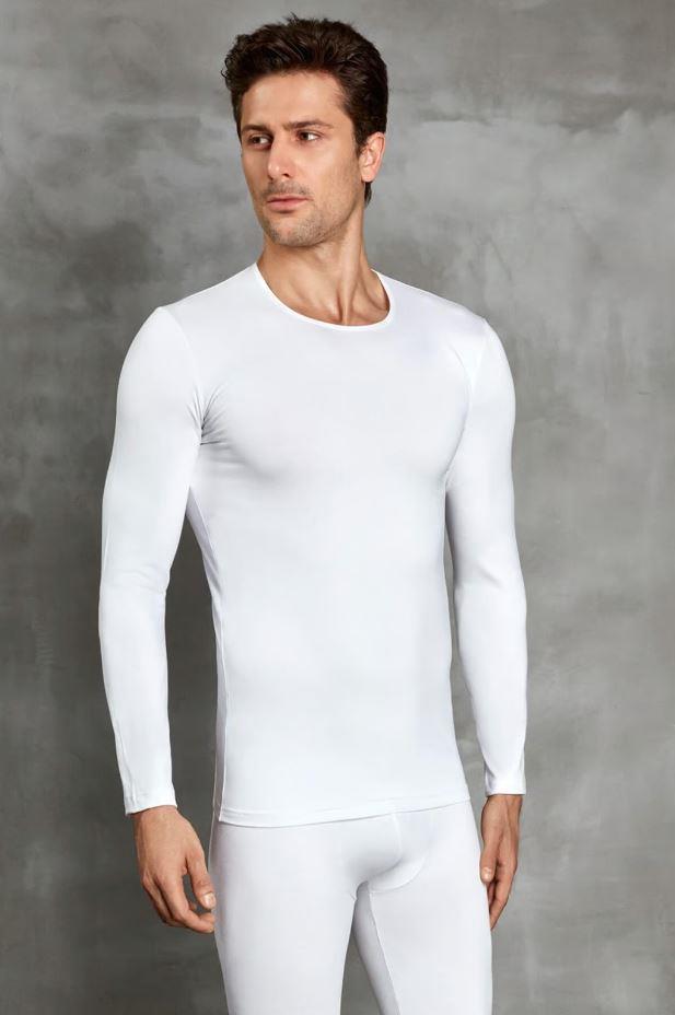 Doreanse 2990 Ekru Erkek Viloft Termal Yuvarlak Yaka Uzun Kol Tişört