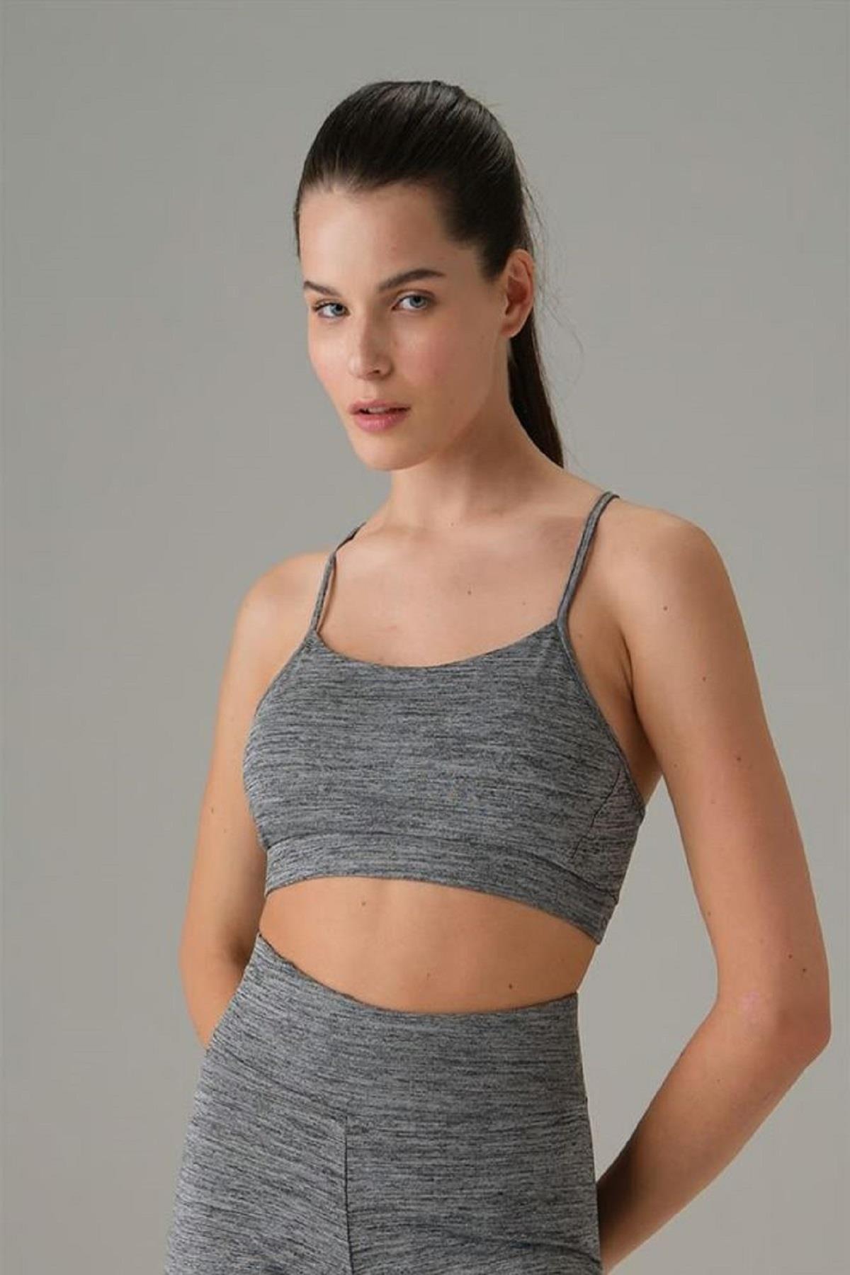Doreanse 5596 Gri File Detaylı Sporcu Sütyeni