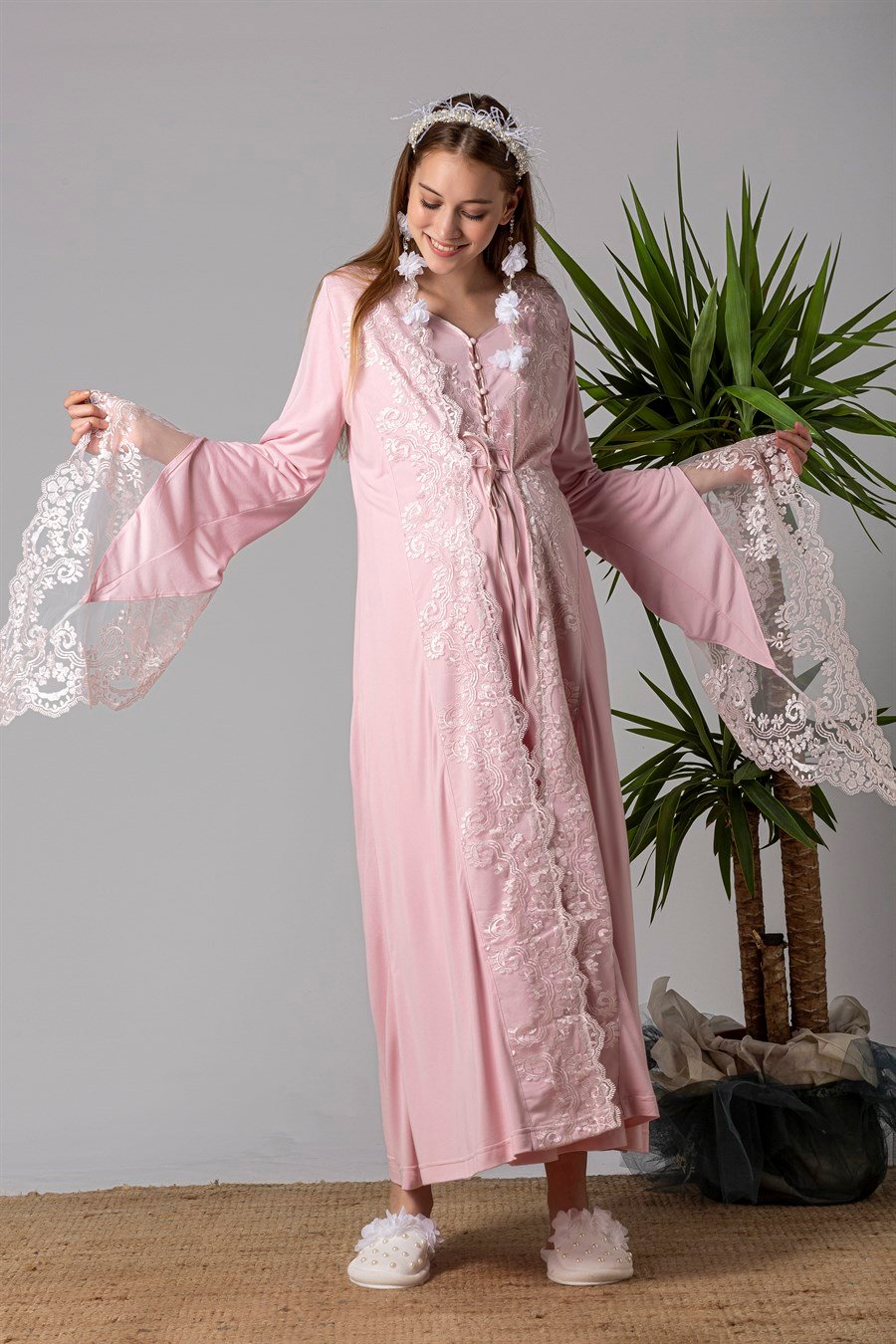 Effortt 23010 Pembe Sabahlıklı Hamile Lohusa Gecelik Takım