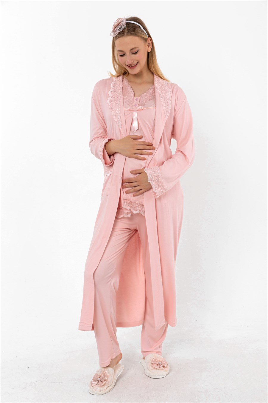 Effortt 24034 Pembe Sabahlıklı Lohusa Pijama Takımı