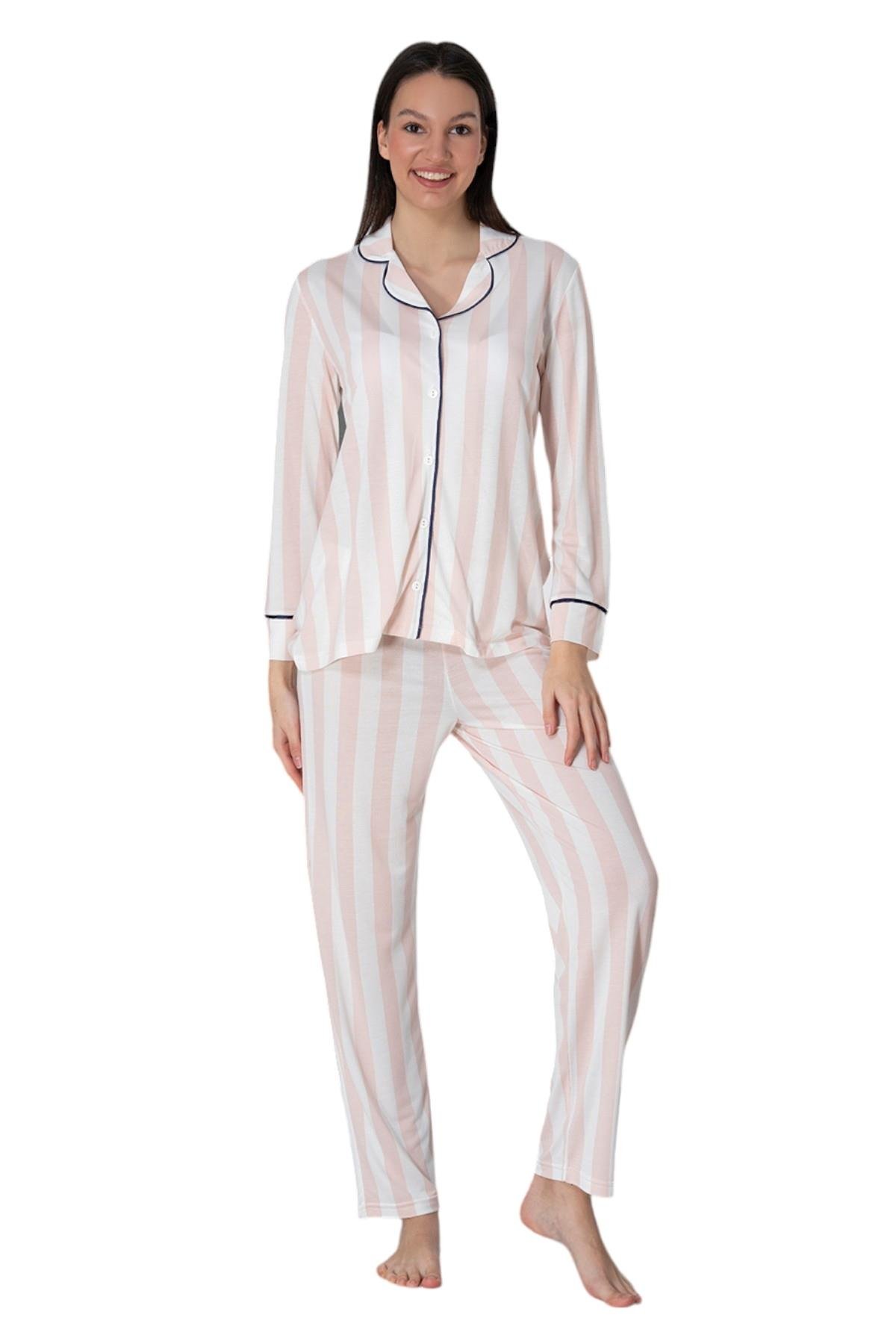 Effortt 2452 Pembe Önden Düğmeli Kadın Pijama Takımı