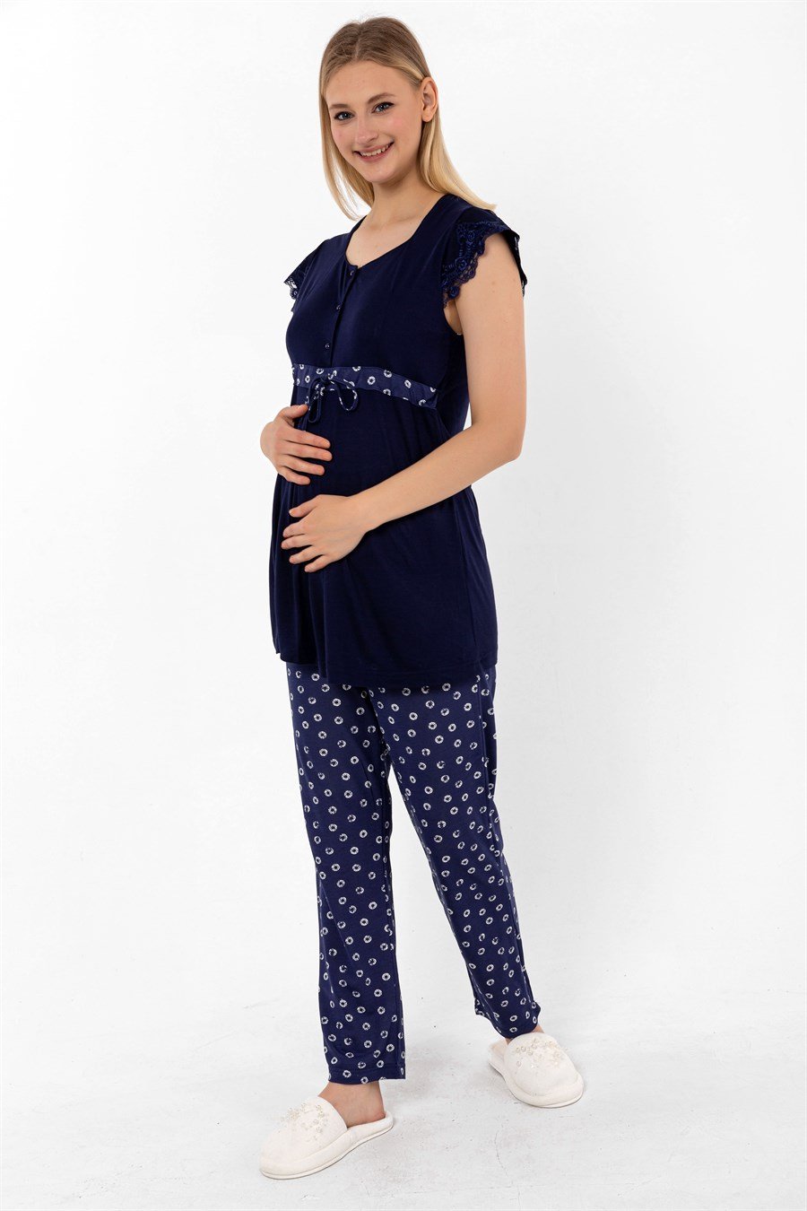 Effortt 26012 Lacivert Hamile Lohusa Pijama Takımı