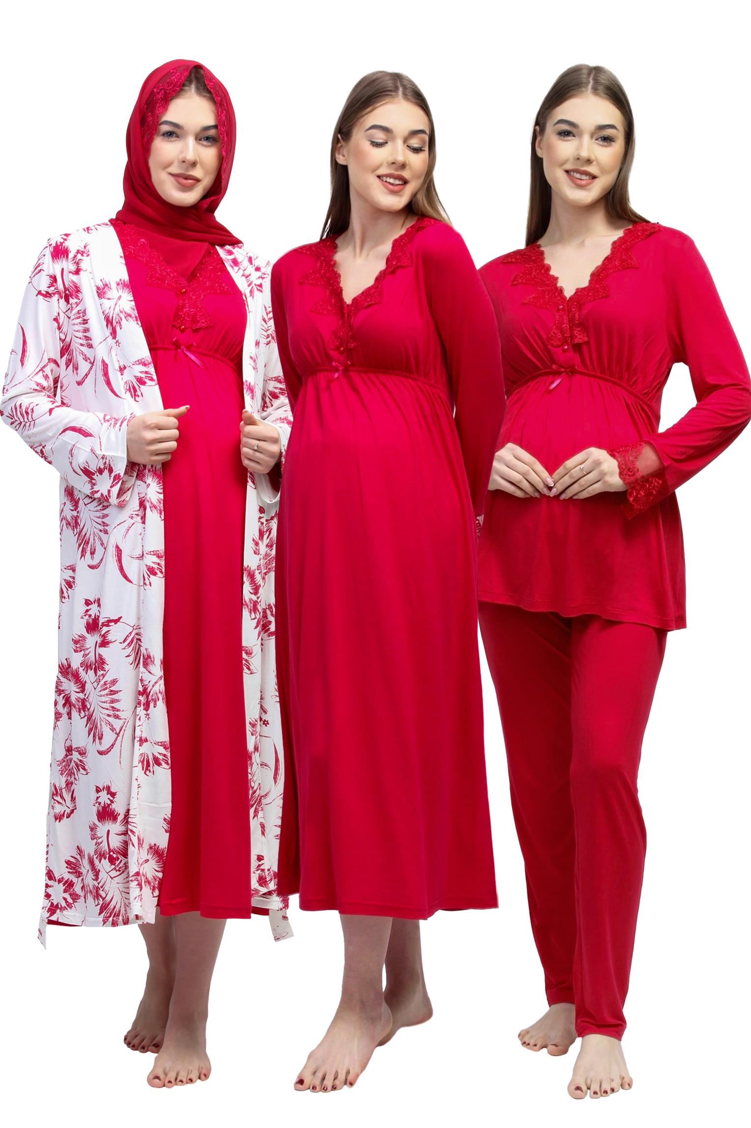 Effortt 28096 Vişne Tesettürlü Hamile Lohusa Set