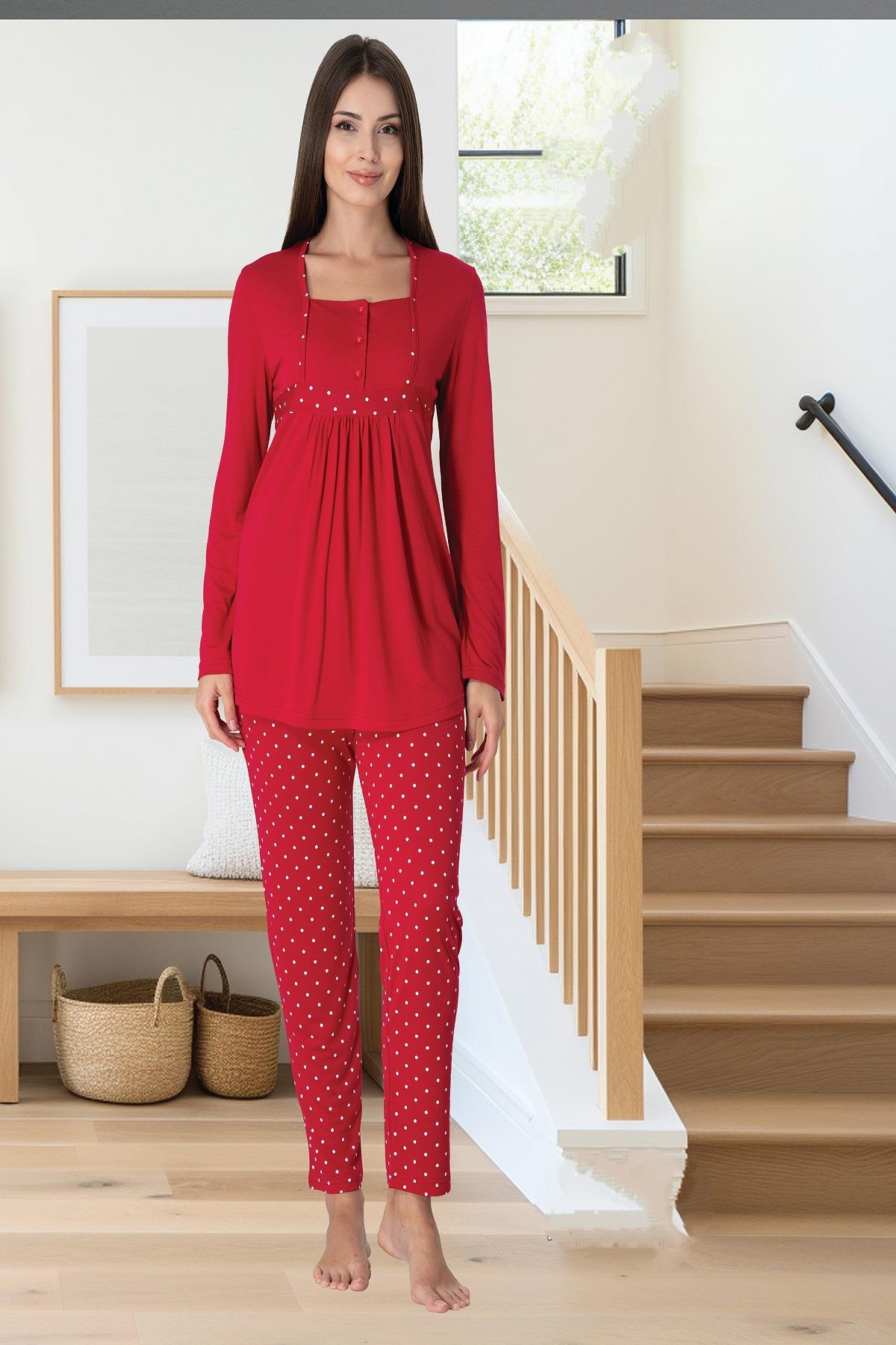 Effortt 3022 Vişne Hamile Lohusa Pijama Takımı