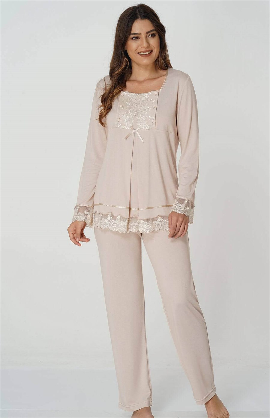 Effortt 3045 Sütlü Kahve Lohusa Pijama Takımı