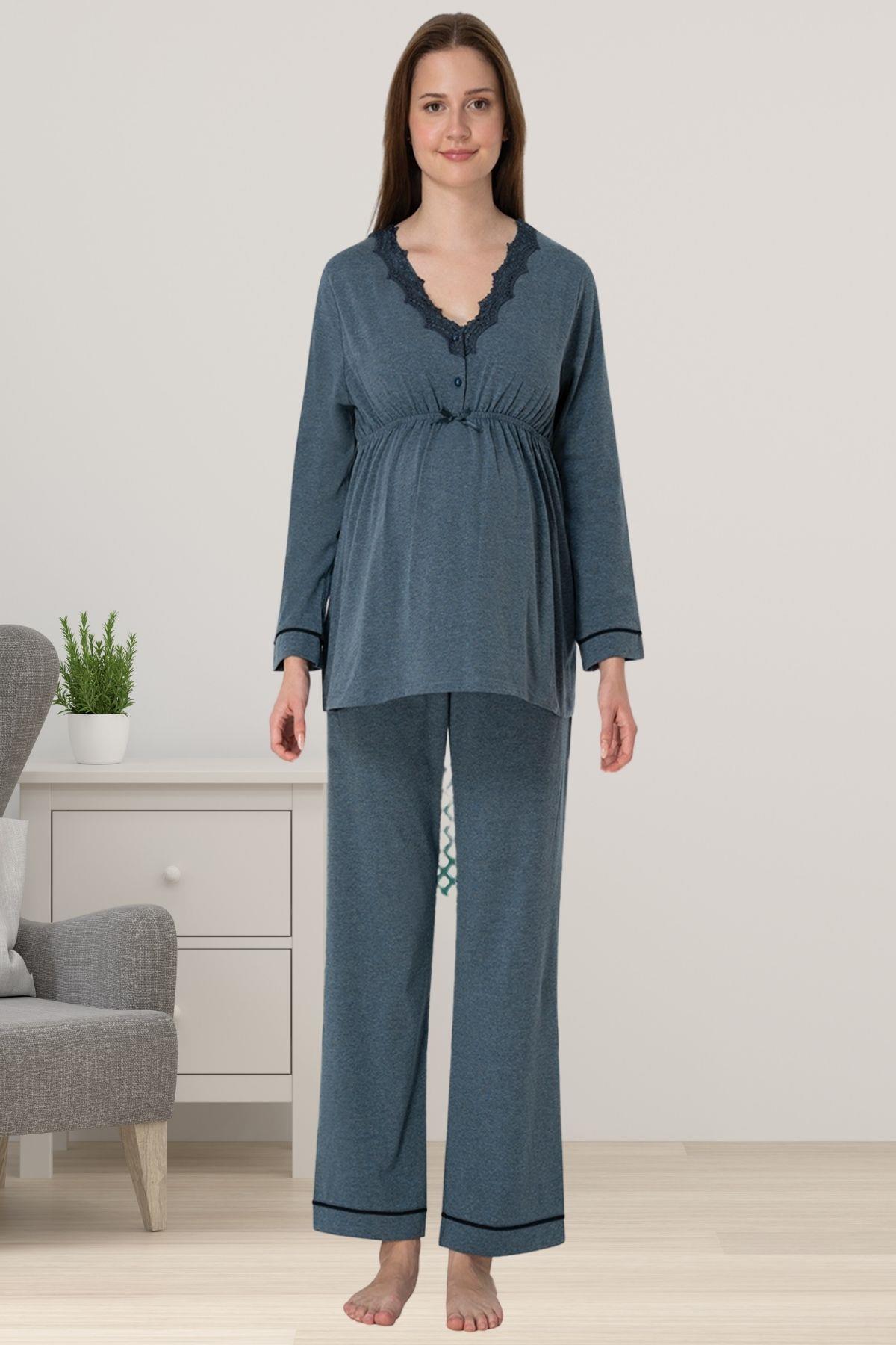 Effortt 3052 Antrasit Hamile Lohusa Pijama Takımı