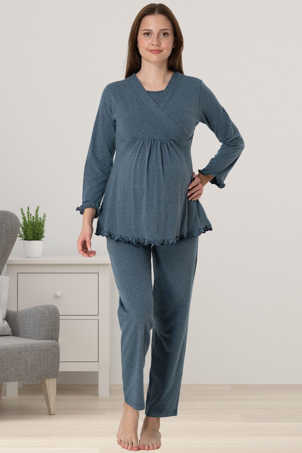 Effortt 4042 Antrasit Hamile Lohusa Pijama Takımı
