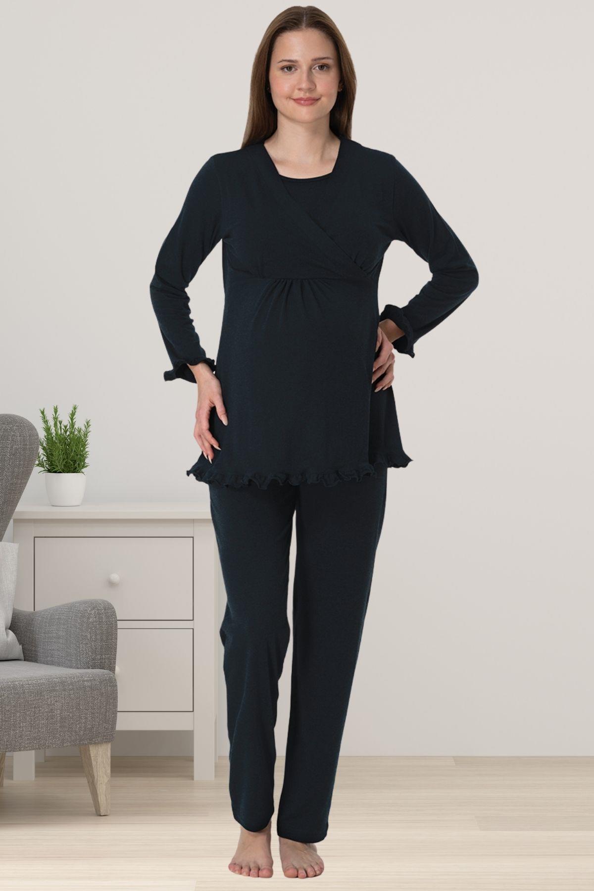 Effortt 4042 Lacivert Hamile Lohusa Pijama Takımı