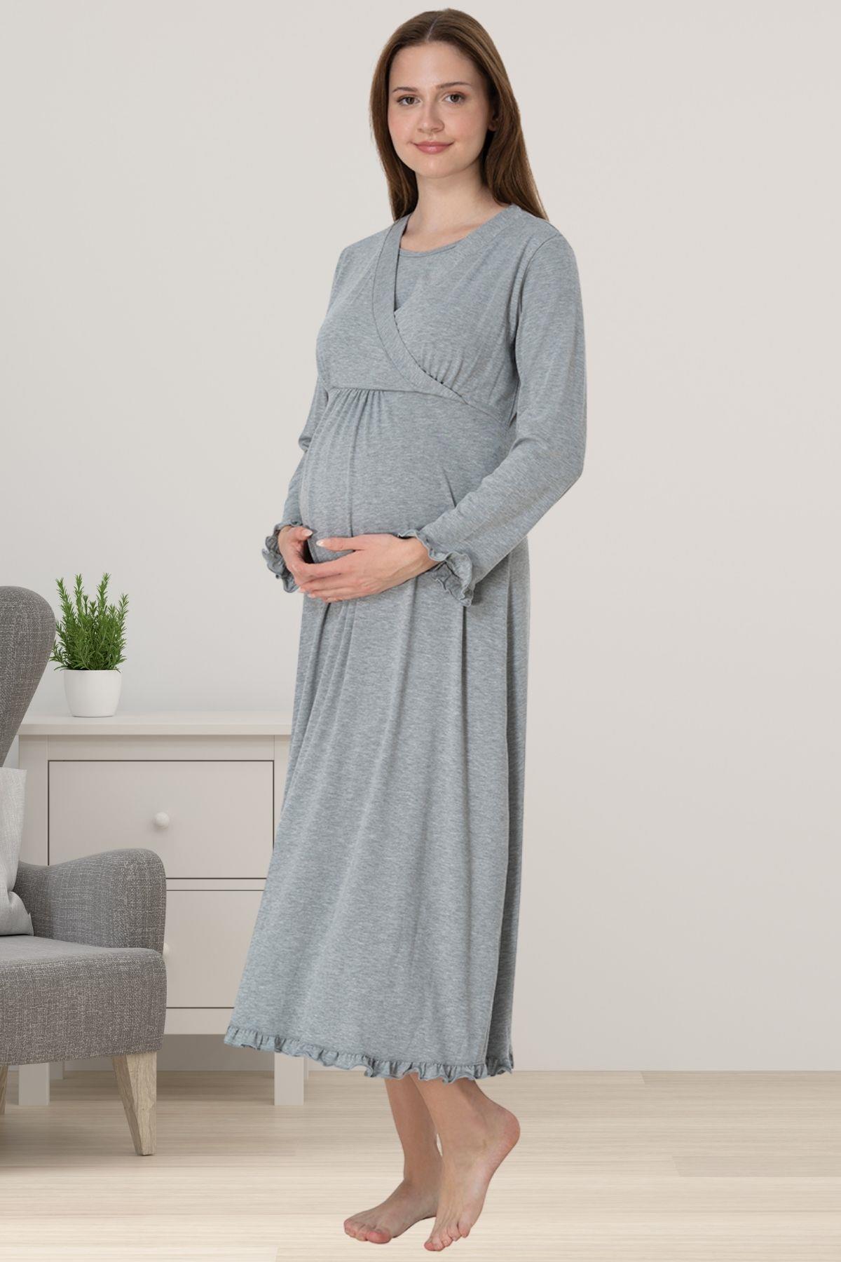 Effortt 4043 Gri Hamile Lohusa Gecelik
