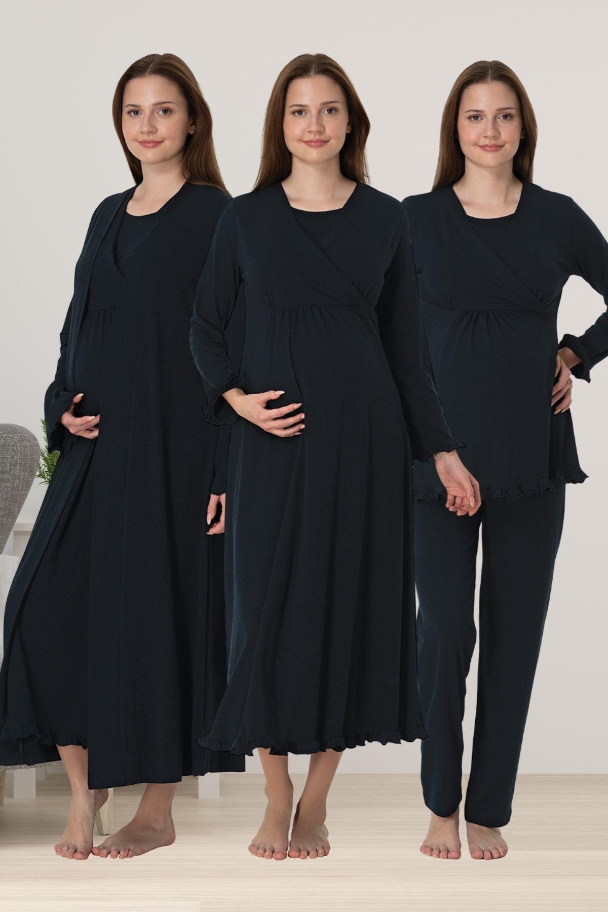 Effortt 4046 Lacivert Hamile Lohusa Set