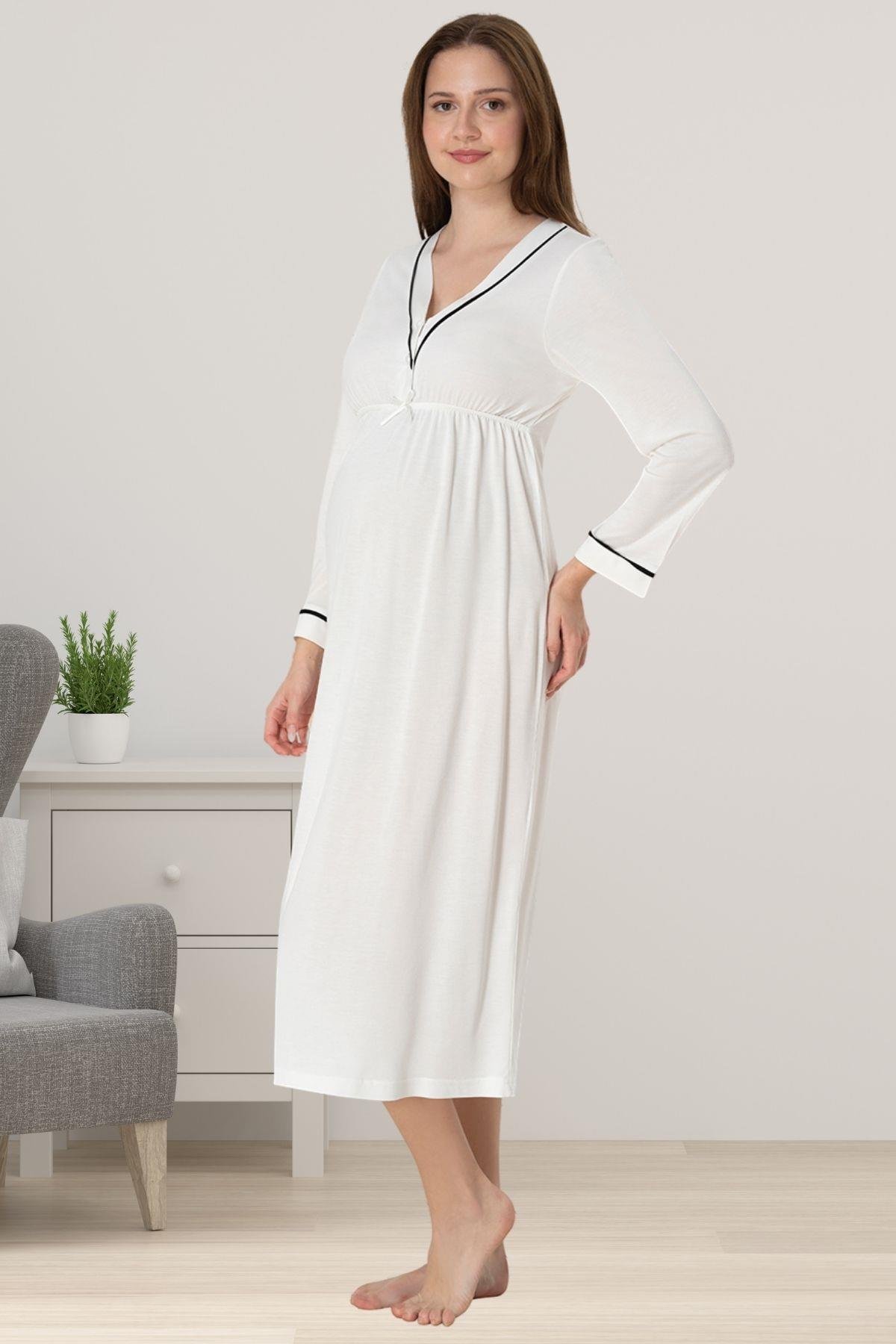 Effortt 4053 Ekru Hamile Lohusa Gecelik