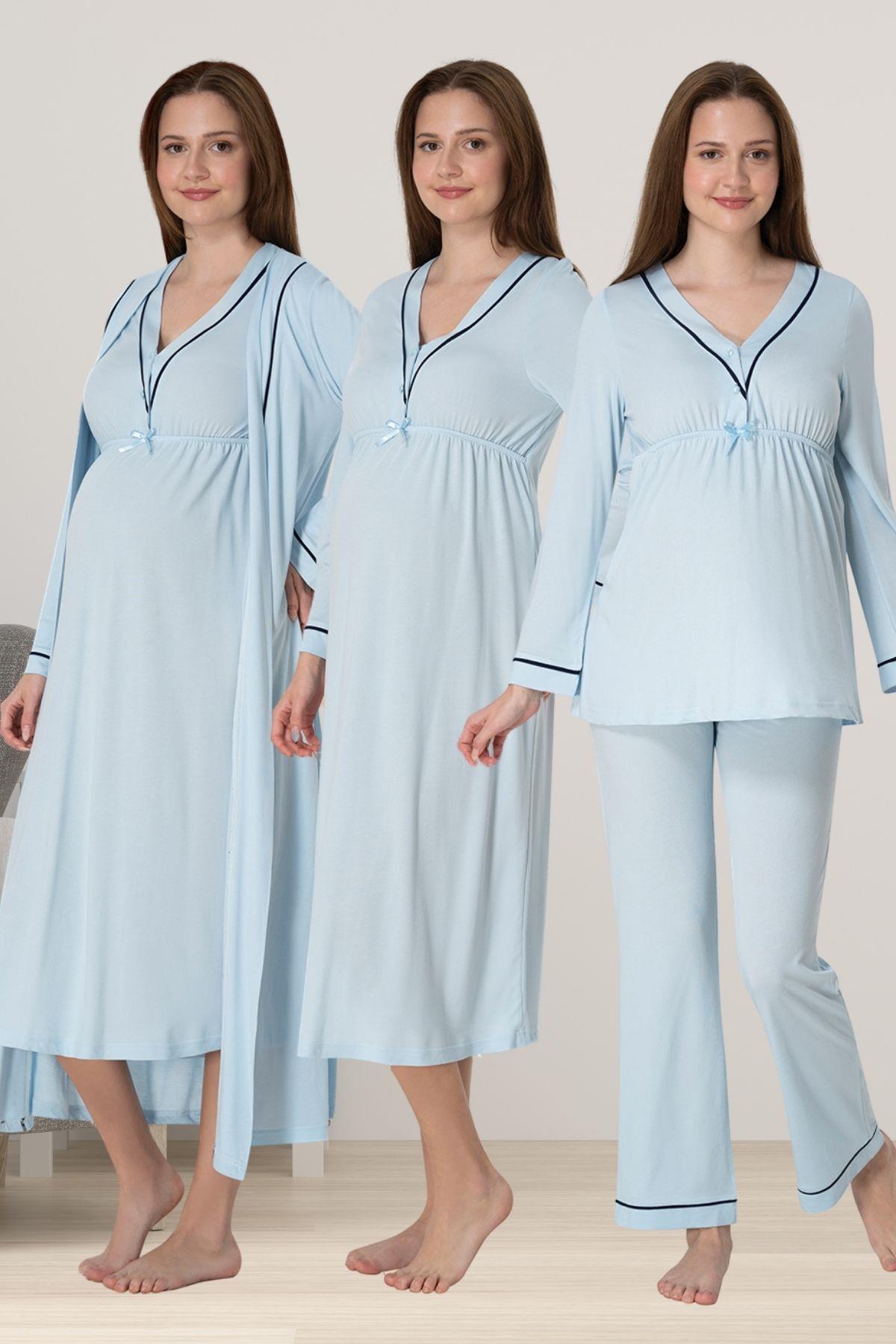 Effortt 4056 Mavi Hamile Lohusa Set