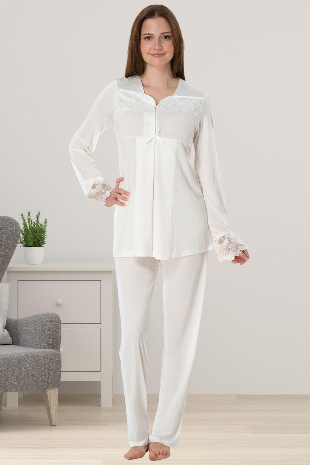 Effortt 4082 Ekru Hamile Lohusa Pijama Takımı