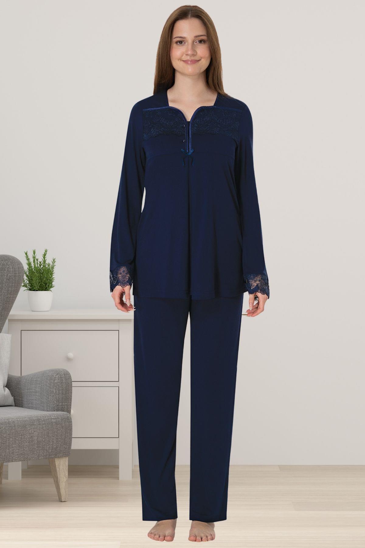 Effortt 4082 Lacivert Hamile Lohusa Pijama Takımı
