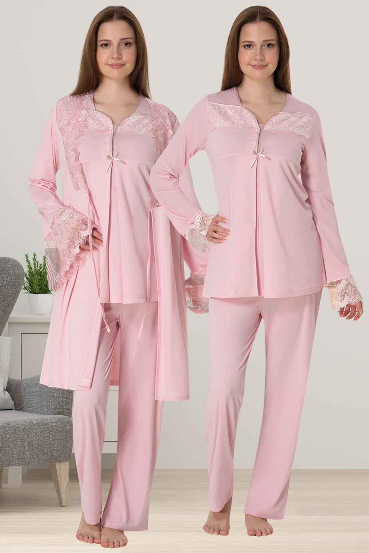 Effortt 4084 Pembe Sabahlıklı Hamile Lohusa Pijama Takımı